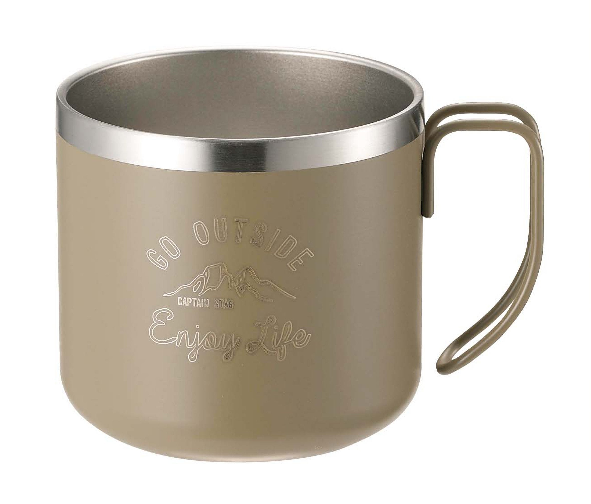 CAPTAIN STAG Mug Cup Double Stainless Steel Vacuum Insulated Heat/Cold 350ml Khaki Monte UE-3431