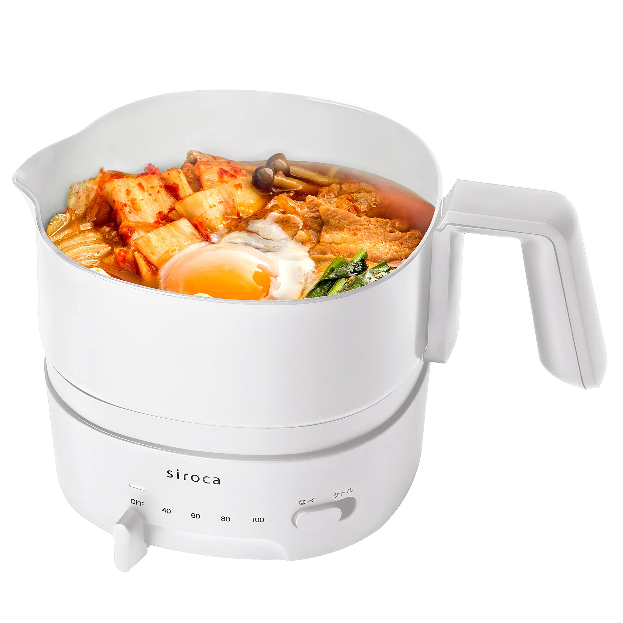Shiroka Oryori Kettle Choinabe [Renewal Model/With Hot Water Draining Function/With Mode Switching/Washable/Stepless Temperature Adjustment/Capacity 1L/Electric Kettle] SK-M251 Ivory