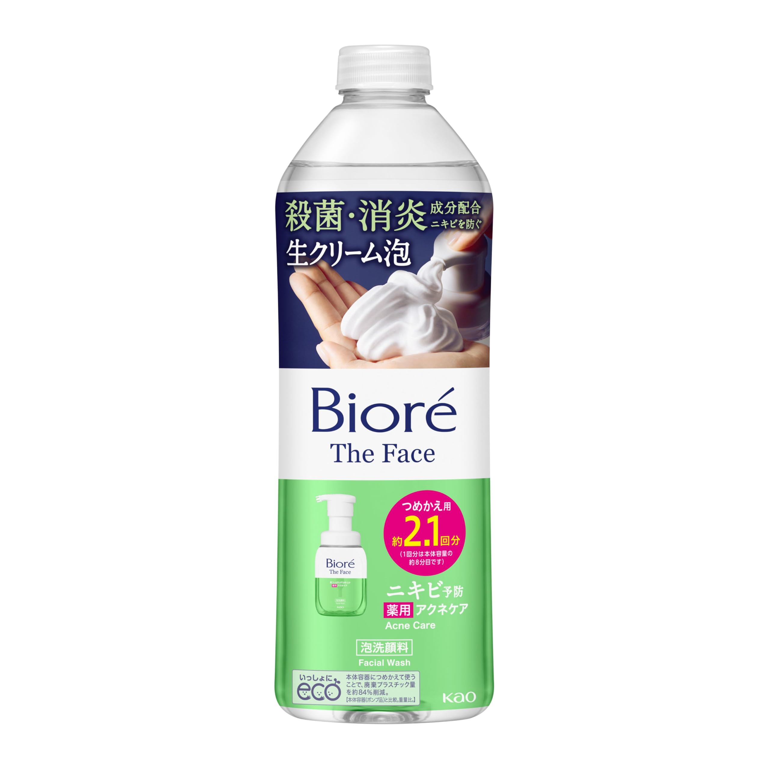 비오레 더 페이스 아크네 케어 리필 340ml (약 2.1배) [포밍 세안료] [마사츠 레스] [여드름 예방제] [살균, 항염 성분 함유]