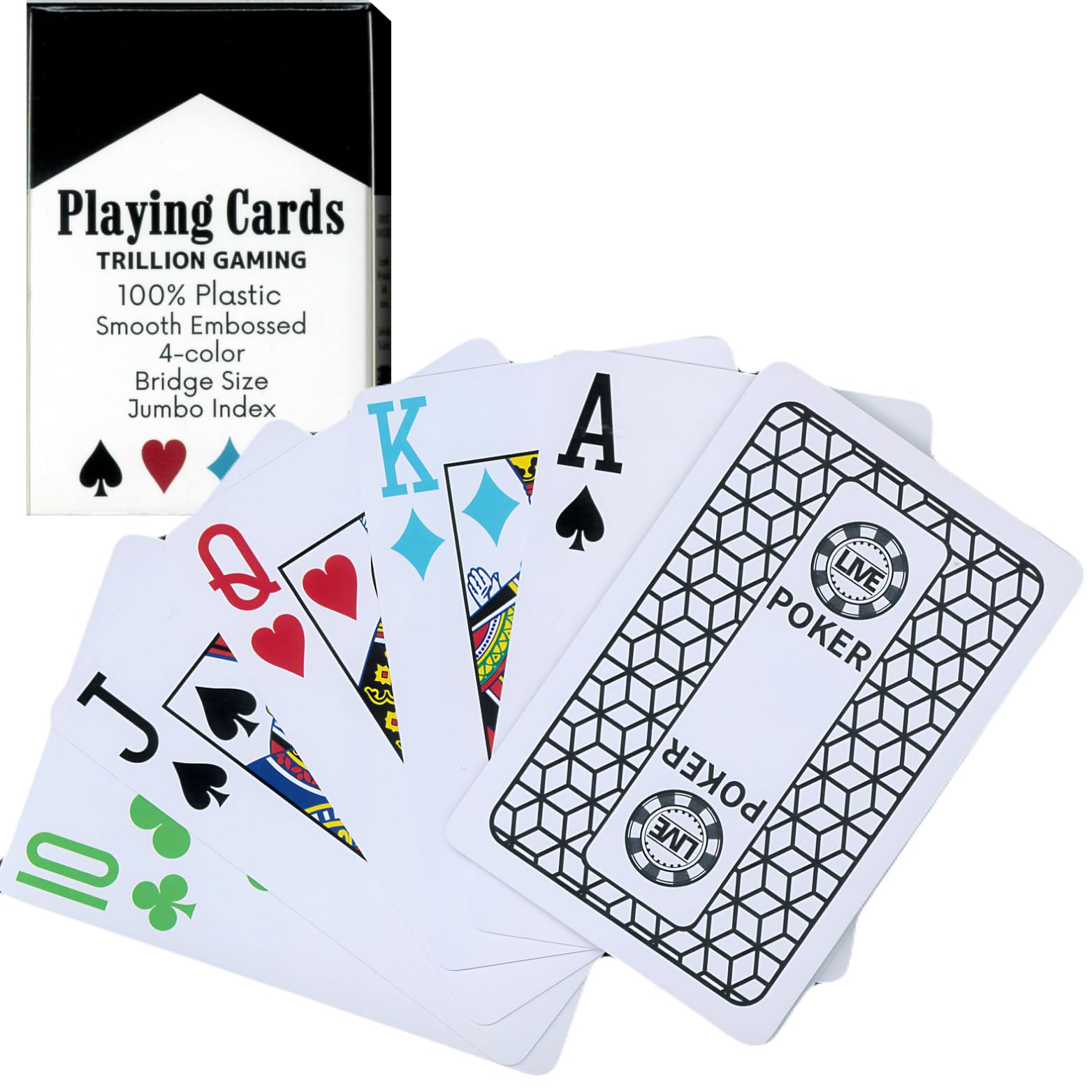 「카지노 도입수 전국 NO.1」TRILLION GAMING Playing Card 4색 트럼프 포커의 핸드수 업 특수 효과 다수 탑재 점보 인덱스 브릿지 사이즈(PIANO BLACK)