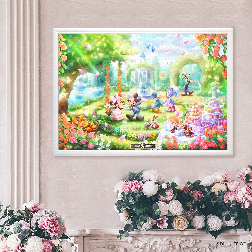 Tenyo [Made in Japan] Wooden Puzzle Frame Disney Exclusive Panel for 1000 Pieces White (51x73.5cm) Easy Set Stopper Function Mickey Emblem Plate Hanging Strap Included