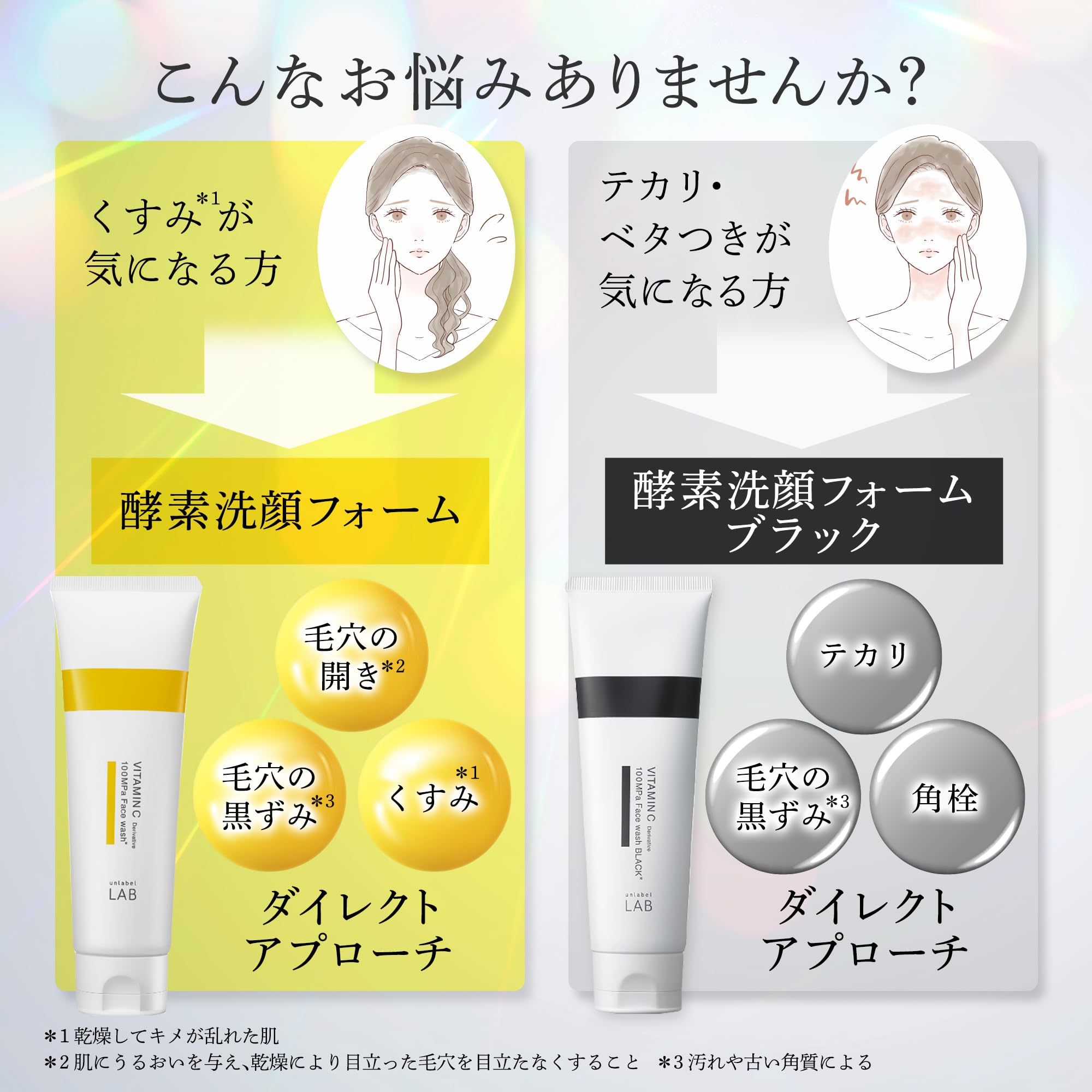 【구상품】unlabel 언레이벨 랩 V 페이스 워시 130 g 일본제 스킨 케어 세안 진한 거품 100 MPa 비타민 C 유도체 모공 케어