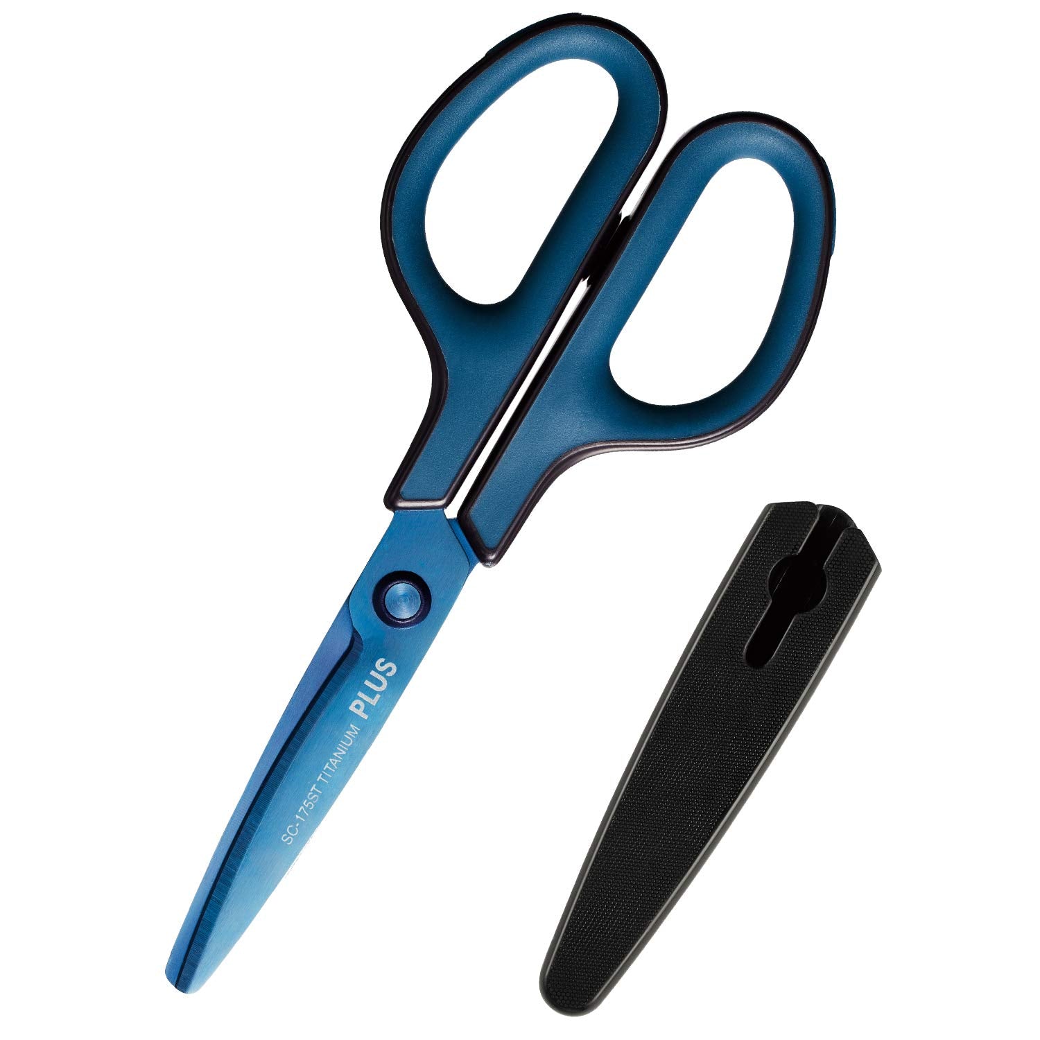 Plus Scissors Dirt and Rust Resistant Fit Cut Curve Titanium Continuous Sharpness Processing Blue SC-175ST 34-518