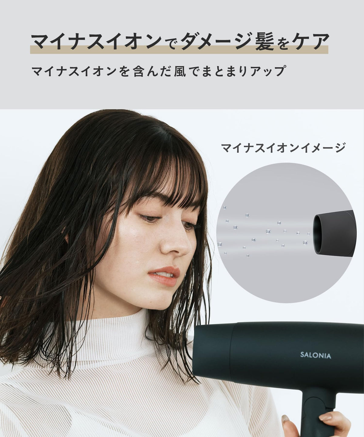 SALONIA 살로니아 스피디 이온 드라이어 대풍량 속건 경량 마이너스 이온 헤어드라이어 SL-013BK 블랙
