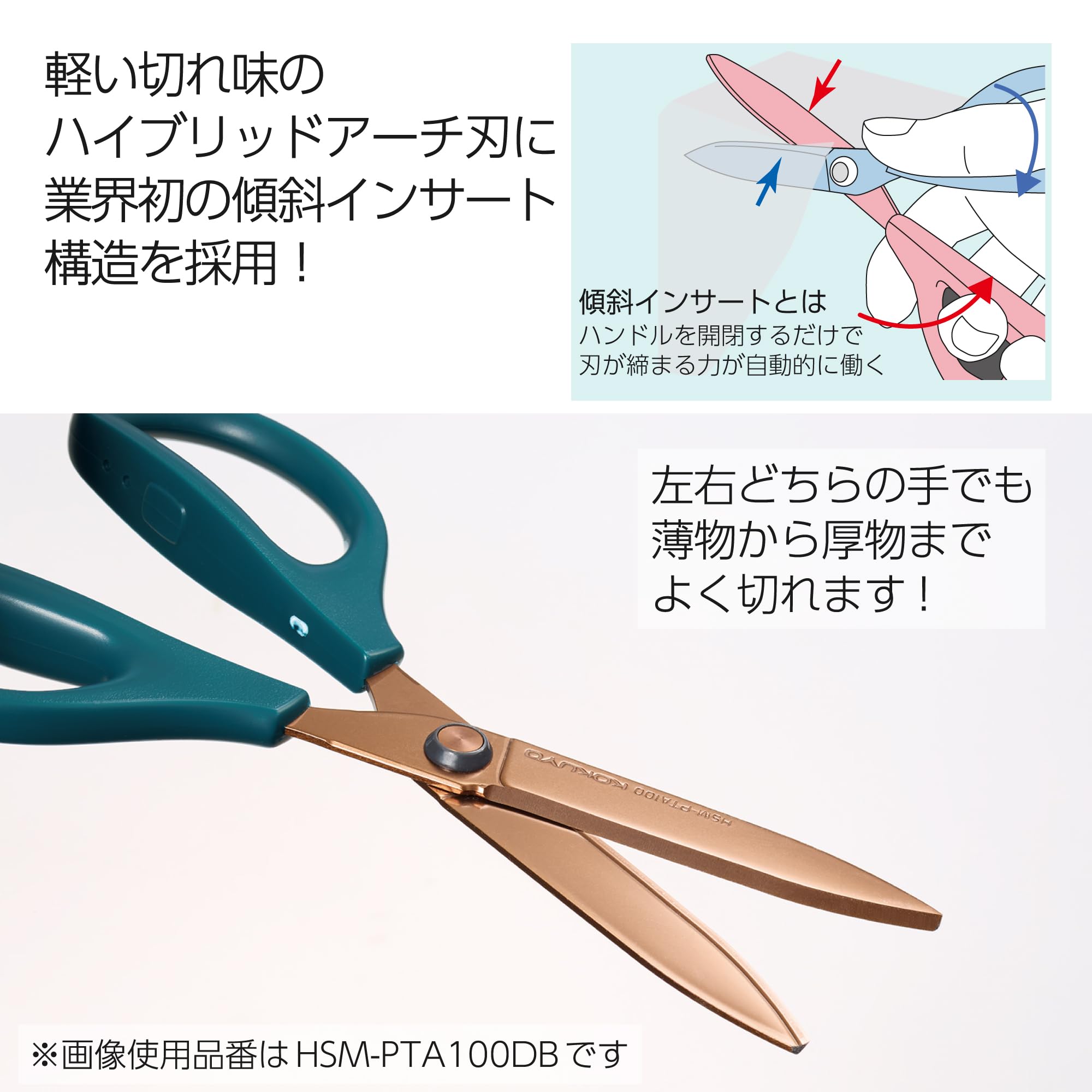 KOKUYO Scissors Scissors Sakusa Titanium Glueless Blade Dark Blue HSM-PTA100DB