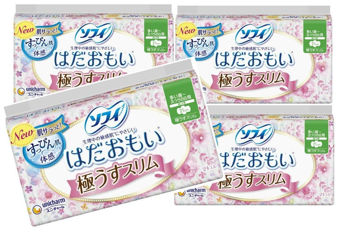 [Bulk Purchase] Sophie Hadaomoi Ultra Thin Slim For Heavy Daytime ~ Regular Day Use 21cm With Wings 24 Pieces x 4 Piece Set