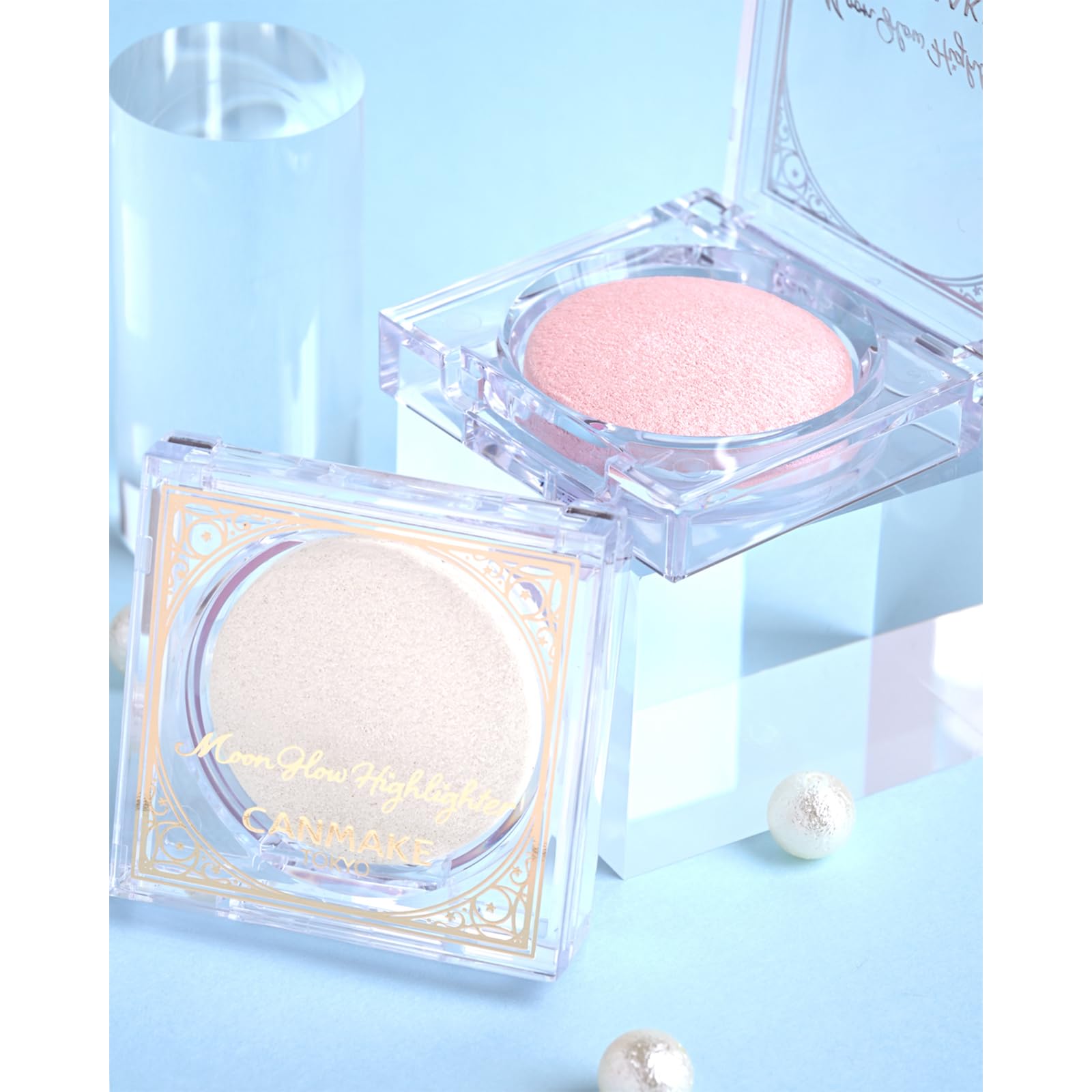 Canmake Moonglow Highlighter 02 Moonglow Pink 3.7g Highlighter Baked Formula Elegant Gloss Light Pink