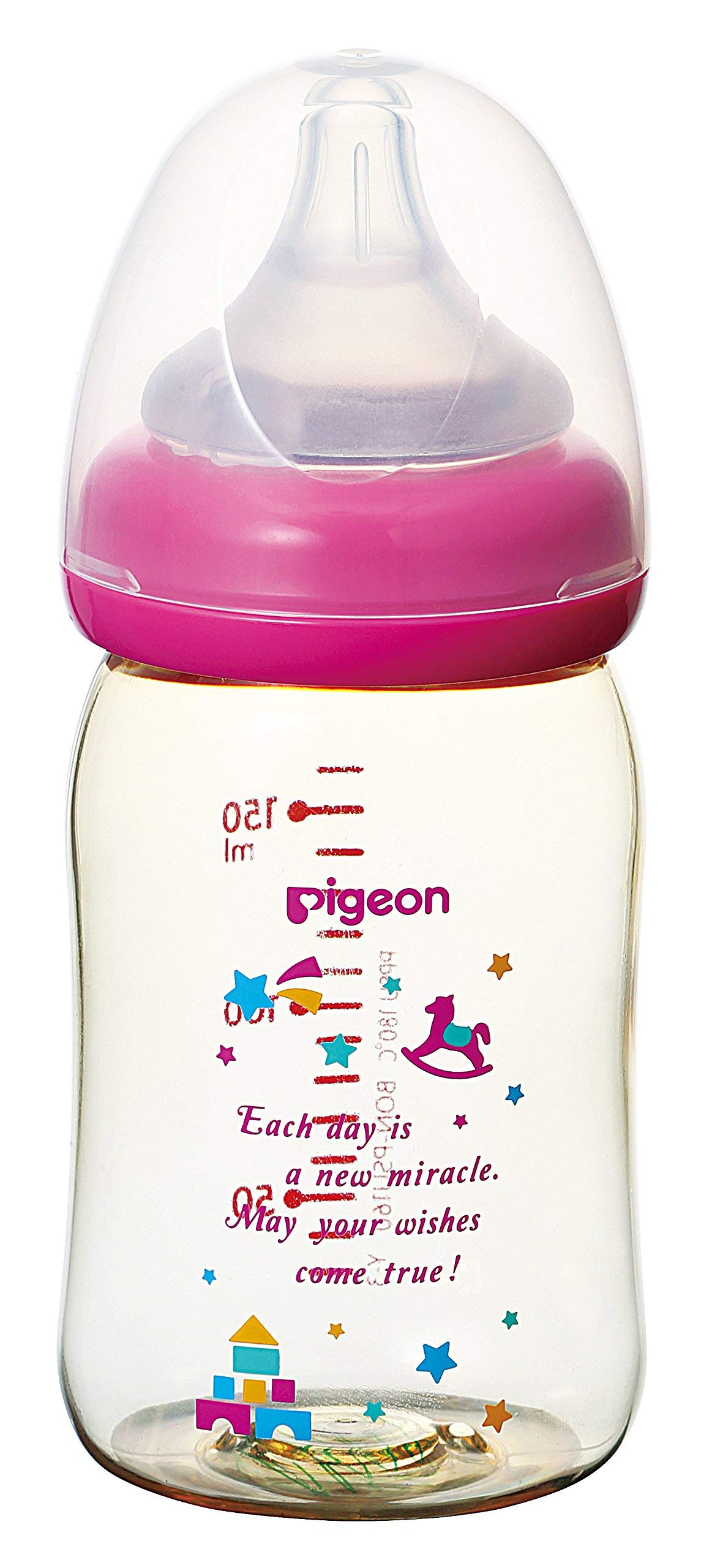 Pigeon [Plastic 160ml] Breastfeeding experience baby bottle, toy box pattern, 1 baby bottle that reliably supports breastfeeding from 0 months (x 1)