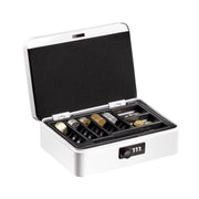 Hachibanya Handheld Safe Cash Box with Dial B5 Size Accounting Office Simple Safe Piggy Bank Steel Home Use Approx. W25 x D18 x H9cm M250JP White