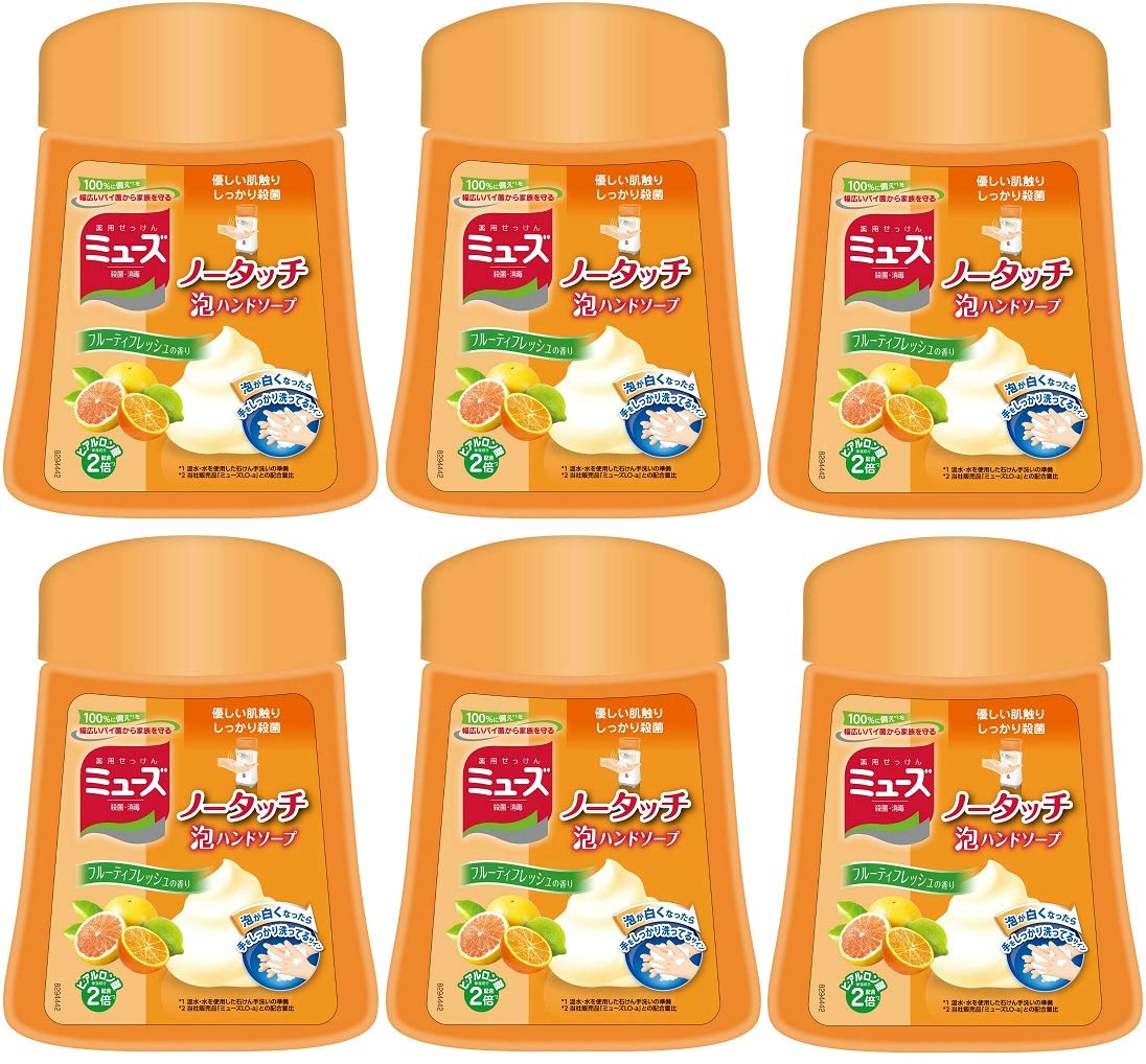 [Bulk Purchase] Medicated Soap Muse No-Touch Foam Hand Soap Refill Fruity Fresh Scent (250ml Approx. 250 times) Sterilization Disinfection Special Automatic Dispenser Contains Moisturizing Ingredients Refill Bottles x 6