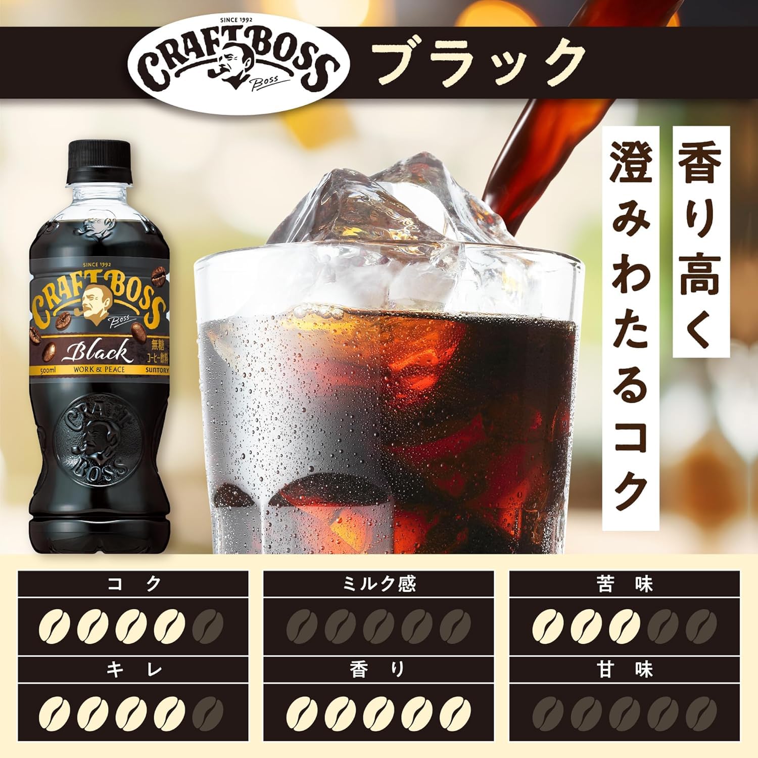 BOSS Suntory Craft Boss Black Labelless Coffee 500ml x 24 bottles now on sale