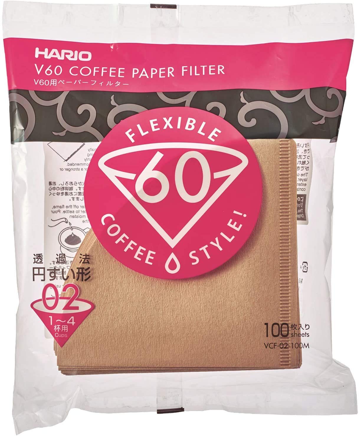 HARIO V60 paper filter 02M for 1 to 4 cups, 500 pieces, misarashi VCF-02-100M