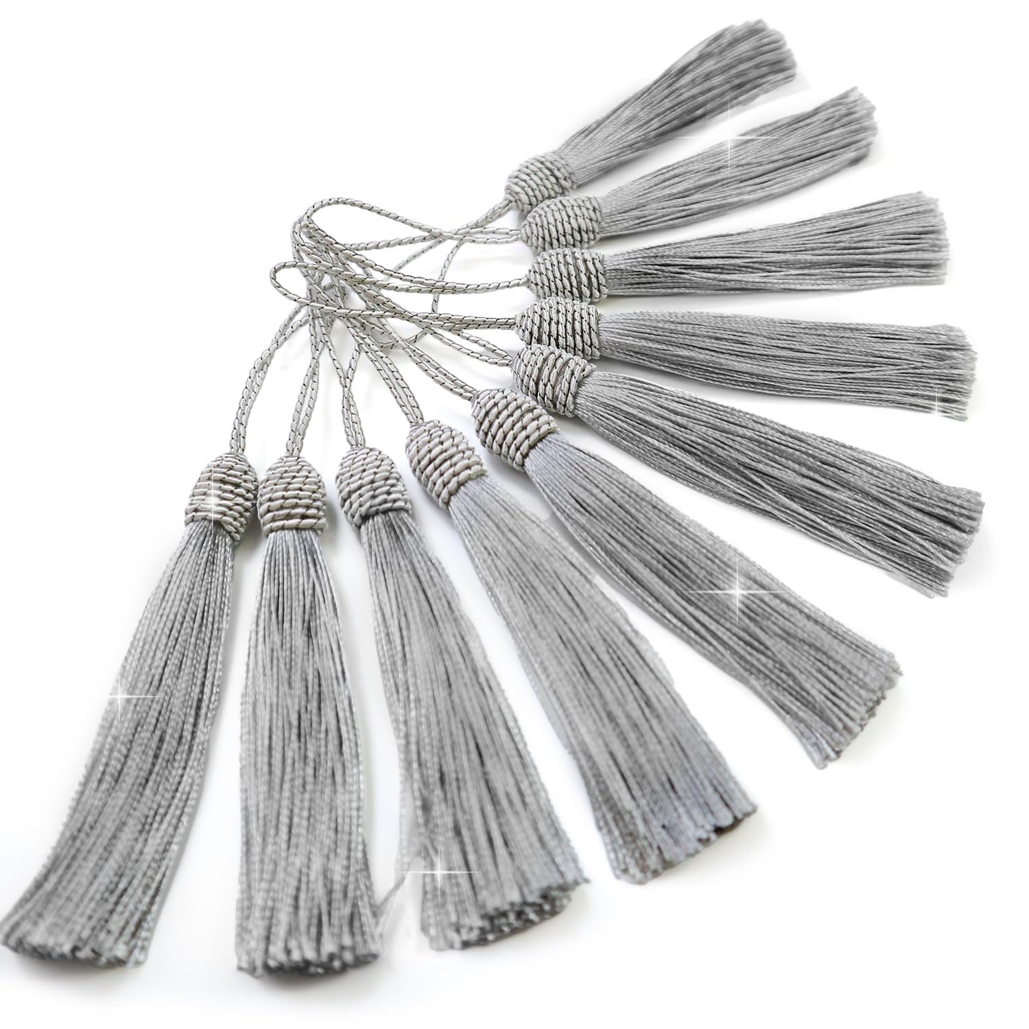 Tassel Silver (Silver) Set of 10 Crafts Decoration Handmade Accessories Strap Fringe Sparkling Punpun Maru TSL-006