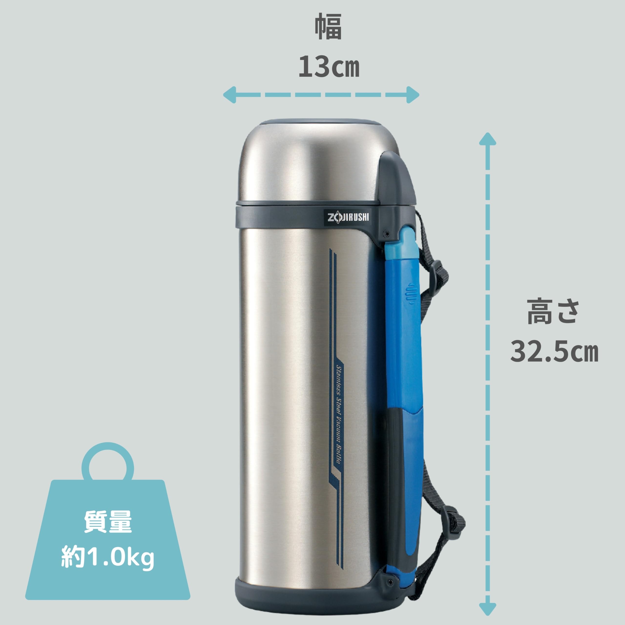 Zojirushi Water Bottle Stainless Steel Bottle 2.0L Cup Type with Handle Wide Mouth Lightweight Stainless Steel SF-CC20-XA