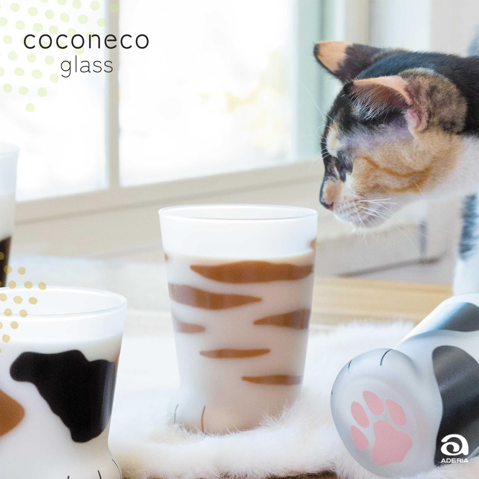 아델리아(ADERIA) 【코코네코 글라스 친 고양이 호랑이 300ml 화장품 상자 일본제 6680】 하이볼 컵 결혼 축하 맥주 세련된 인기 랭킹 유리 일본술 여성 텀블러 남성 은퇴 위스키 아버지 아내
