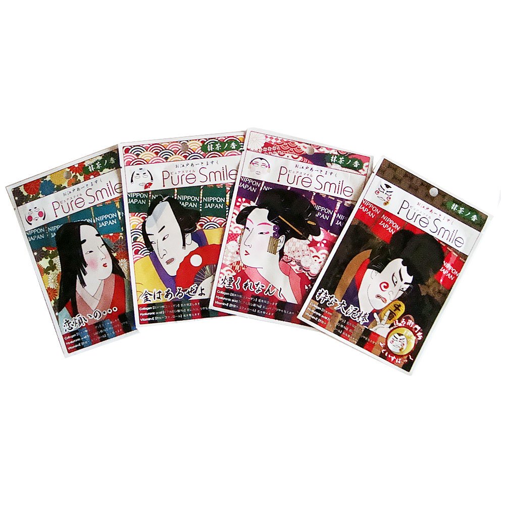 Pure Smile SUN SMILE Edo Art Mask BOX Set 4 ชิ้น Hydrating