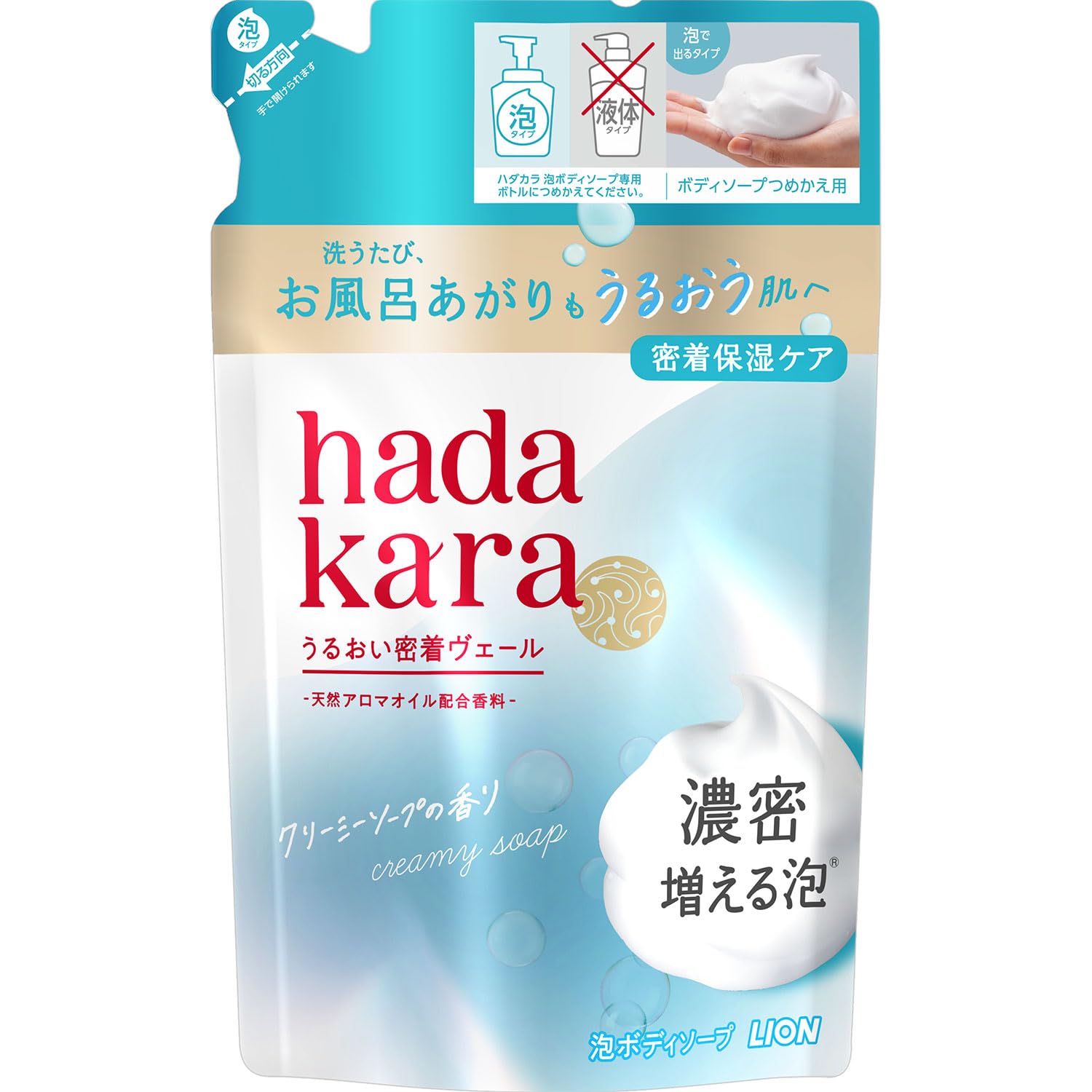 hadakara LION Body Soap Foam Creamy Soap Scent Refill 440ml Foam Body Soap