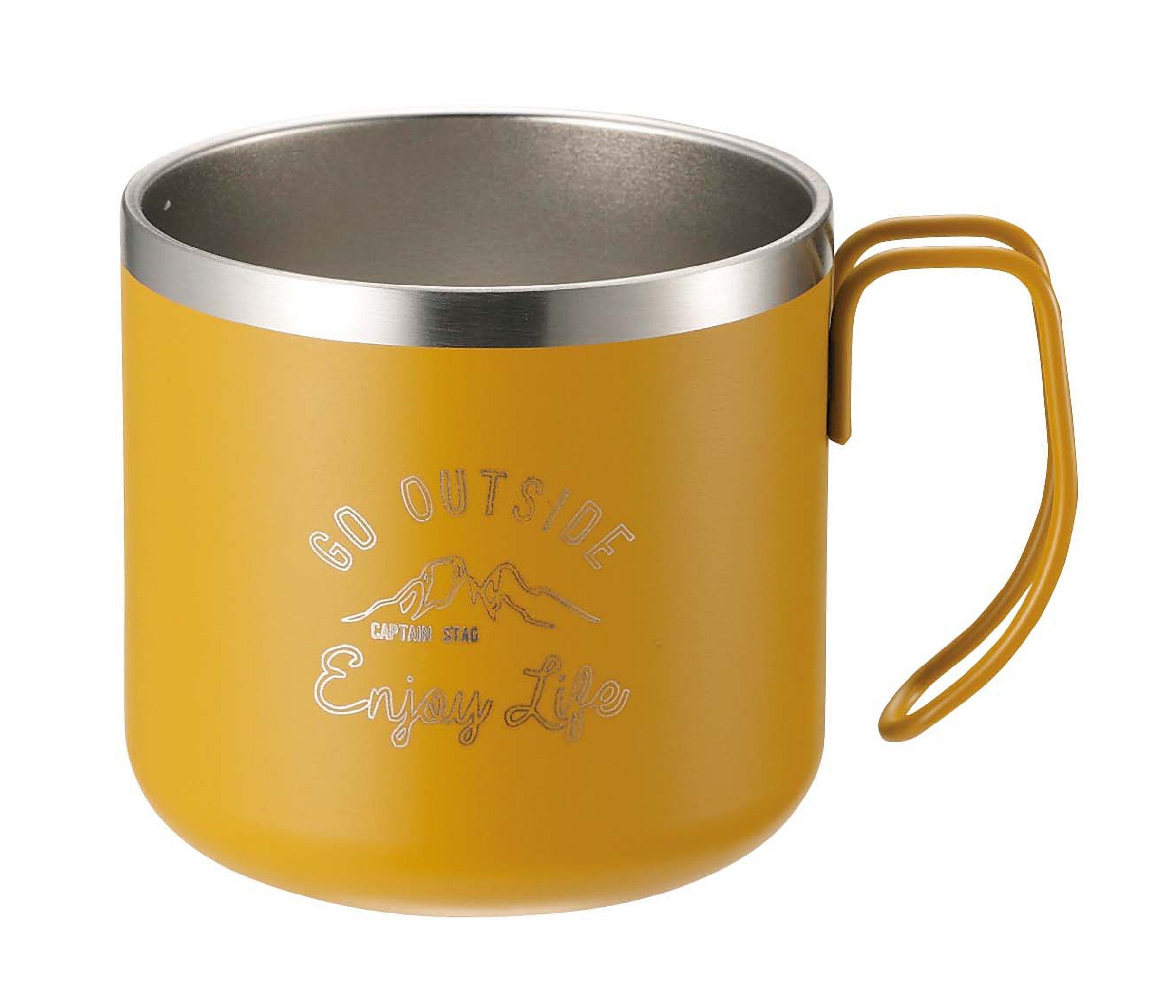 CAPTAIN STAG Mug Cup Double Stainless Steel Vacuum Insulated Heat/Cold 350ml Yellow Monte UE-3434