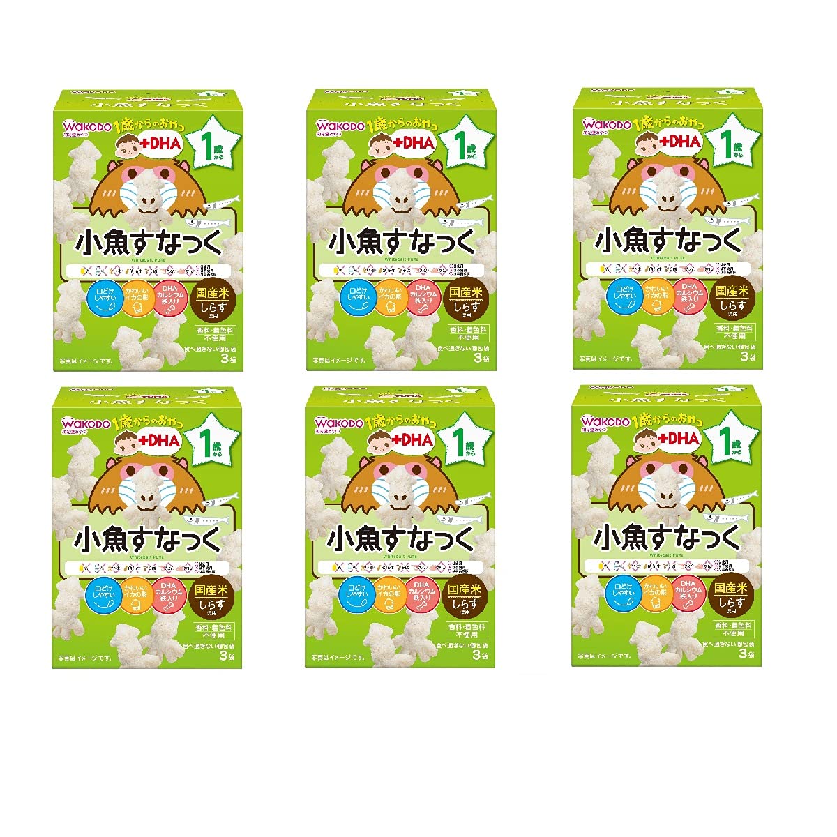 【와코도】 1세부터의 간식+DHA 작은 물고기 스나쿠 6개 [12개월 무렵부터] 부드럽게하기 쉬운 설계