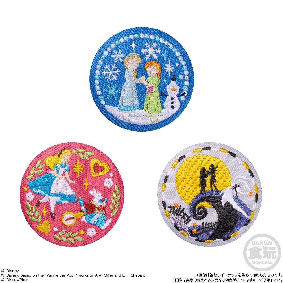Disney Characters Embroidery Tin Badge Biscuit 3 12 pieces BOX Candy Toy