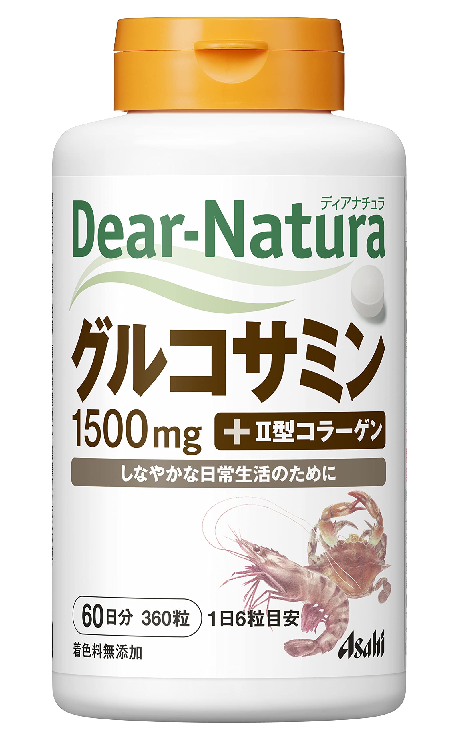 Dear-Natura Glucosamine with Type II Collagen 360 tablets (60 days supply) Asahi Supplement Dear-Natura Produced at a domestic factory