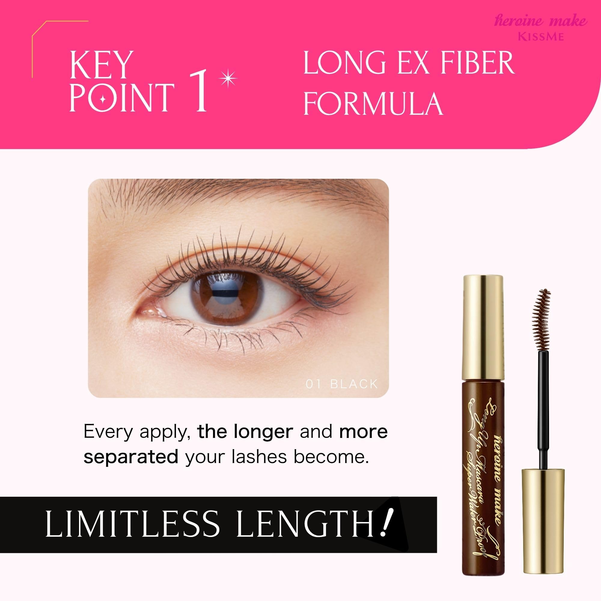 Heroine Make Long UP Mascara Super WP 02 Brown 6g Waterproof formula resistant to tears, sweat, water, sebum, and abrasion