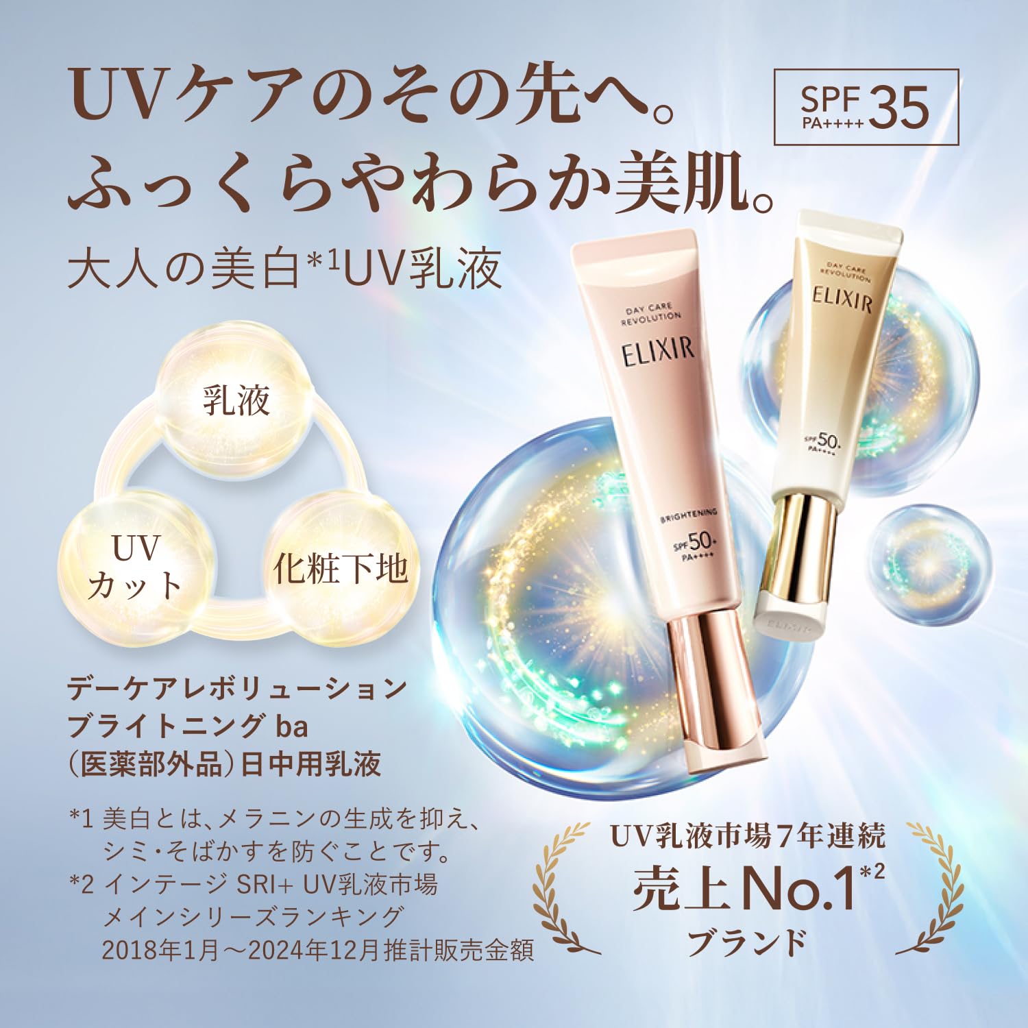 에릭 씰 UV 유액 데이 케어 레볼루션 브라이트닝 +ba [2025년 모델] 35mL 의약부외품 SPF35・PA++++ 아침용 일중용 유액 화장 기초