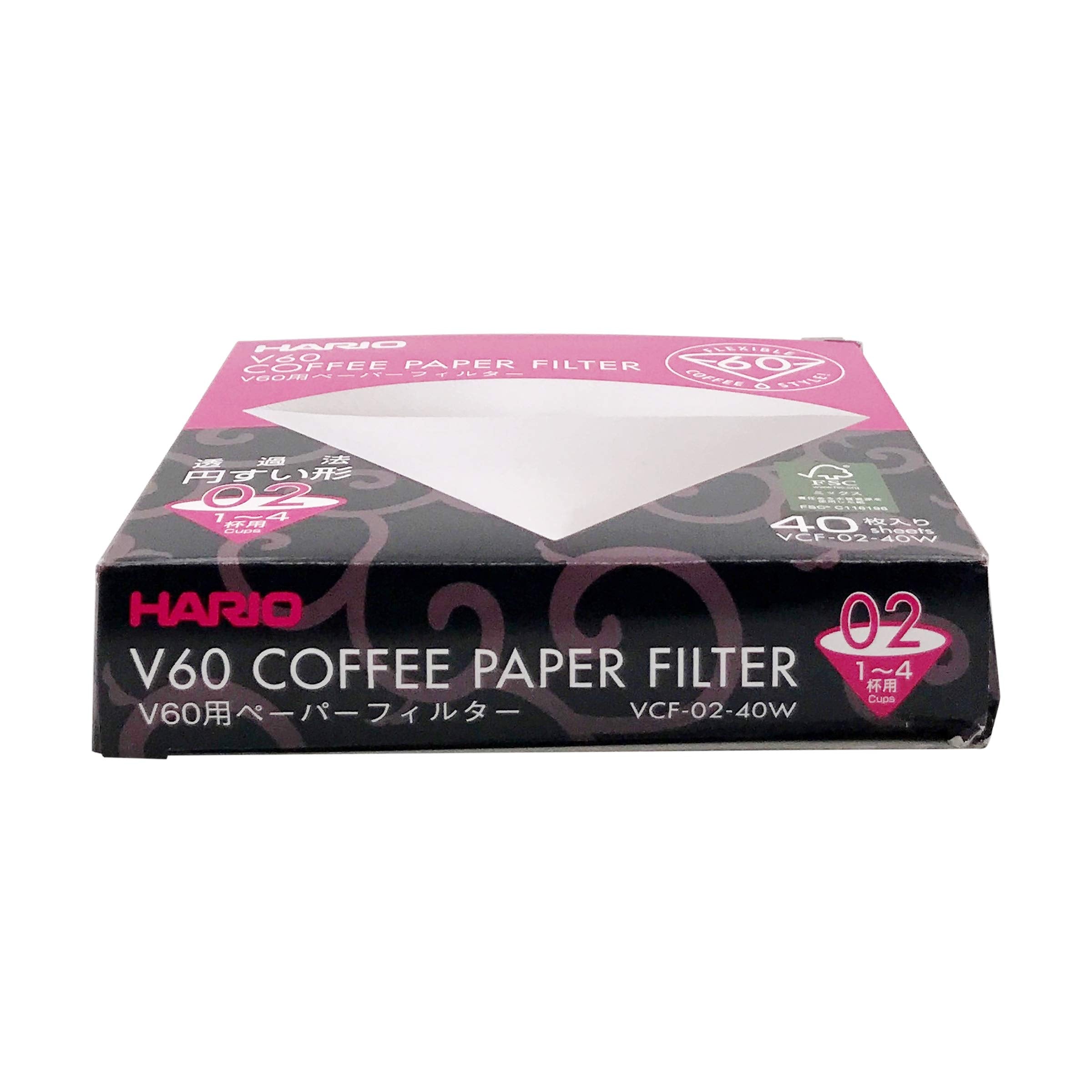 V60용 페이퍼 필터 02W 40장 상자입 VCF-02-40W 1~4잔용