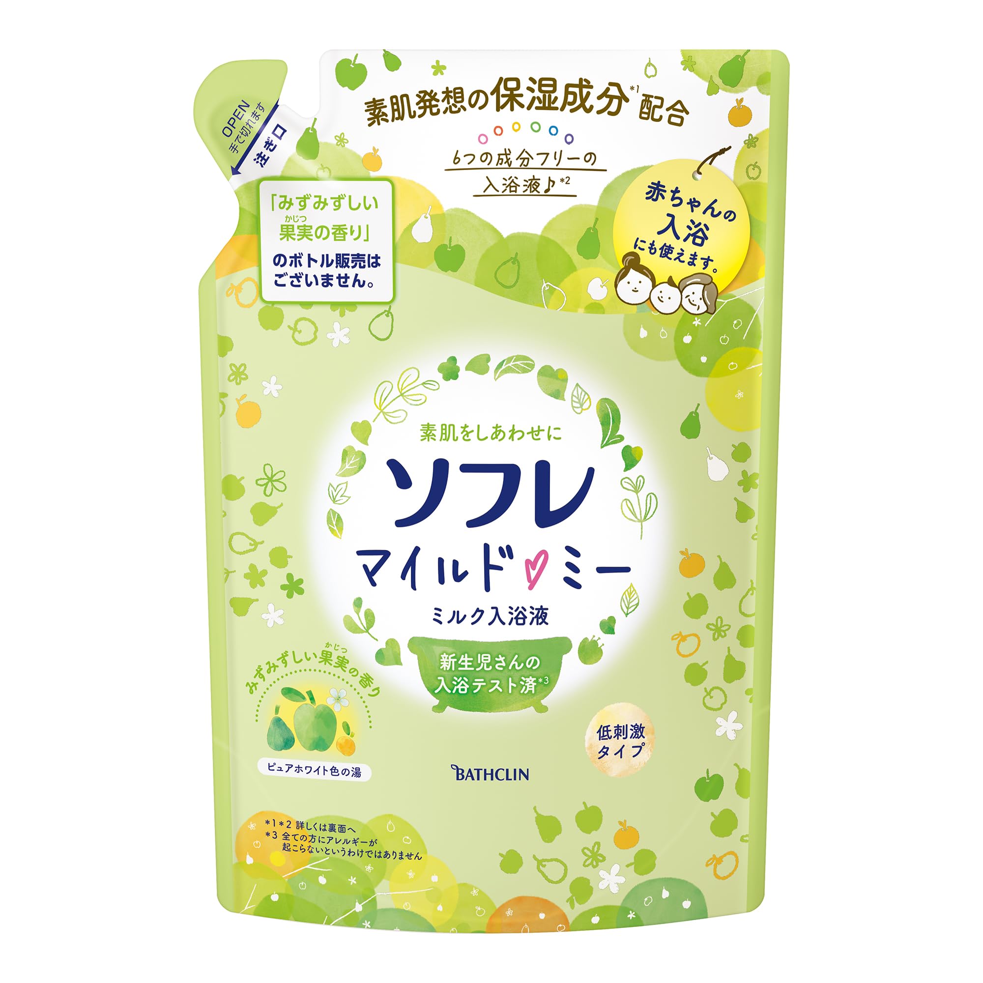Sofre Mild Me Milk Bath Liquid Fresh Fruit Scent 600mL (approx. 10 times) Liquid Bath Liquid Can also be used for baby bathing Moisturizing Bare Skin Idea Bath Clean