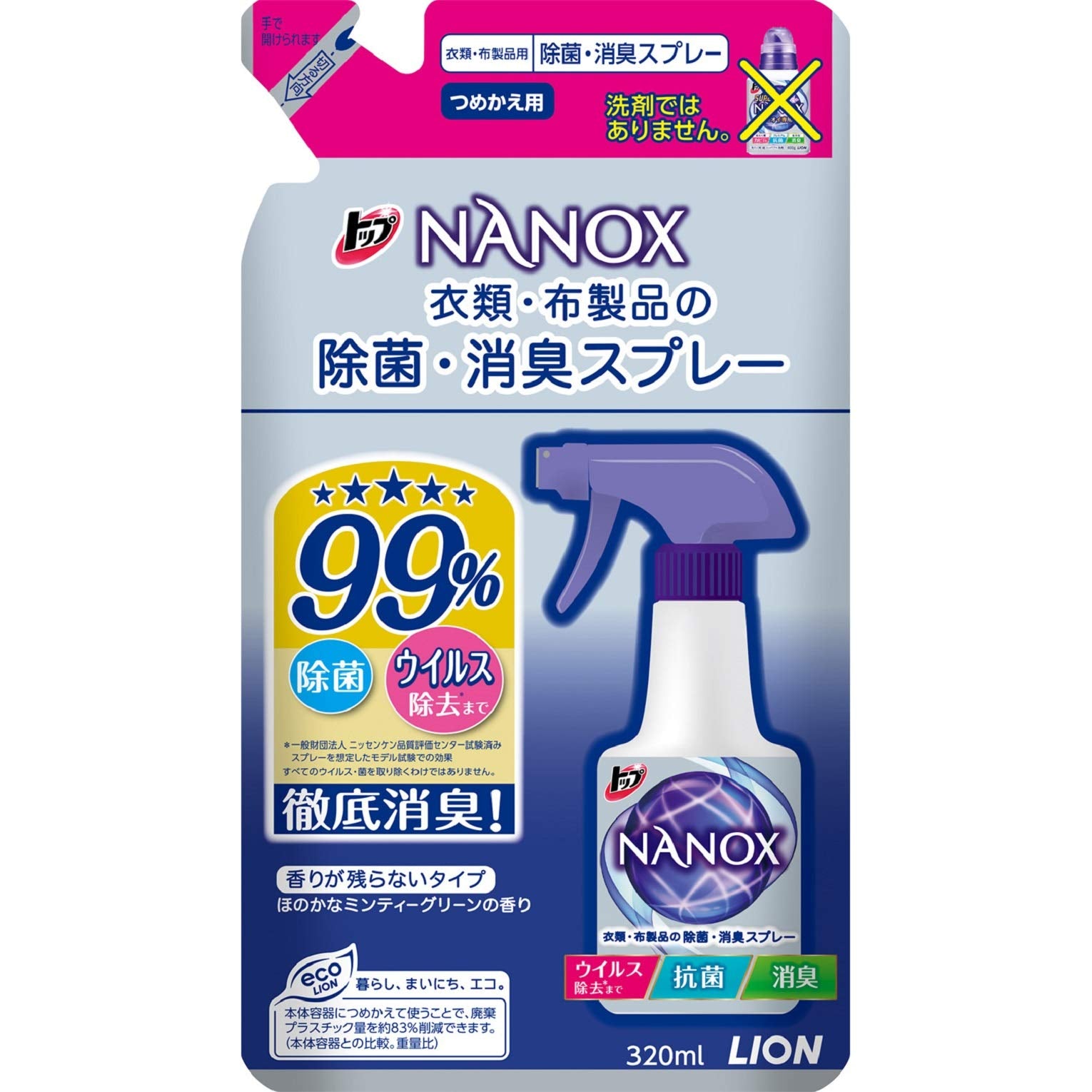 Top Nanox Disinfecting and Deodorizing Spray for Clothing and Fabric Products Refill 320ml