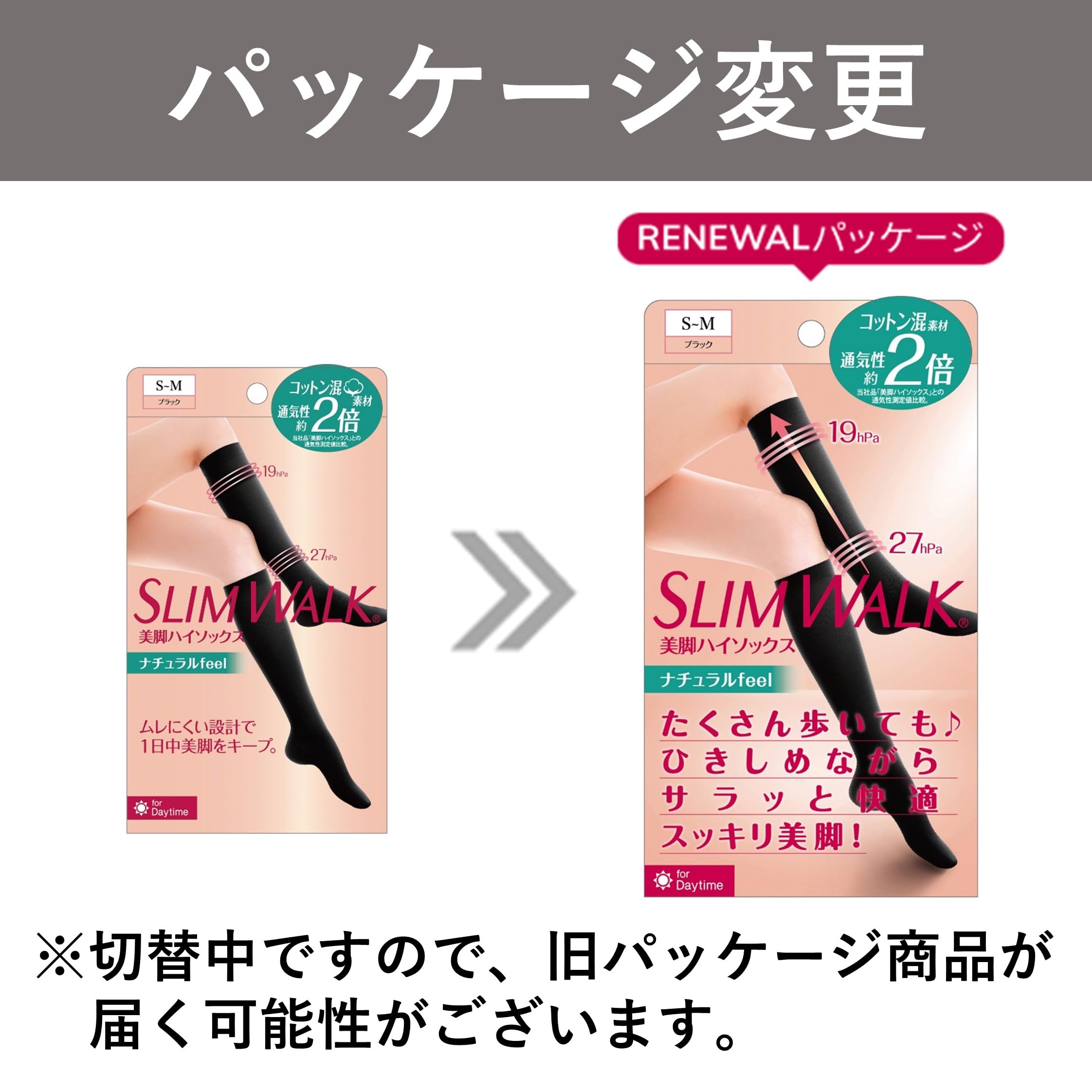 Slim Walk Compression Socks Beautiful Legs High Socks Natural Feel Black M-L Compression Socks AskDoctors Deodorant Fiber Breathable