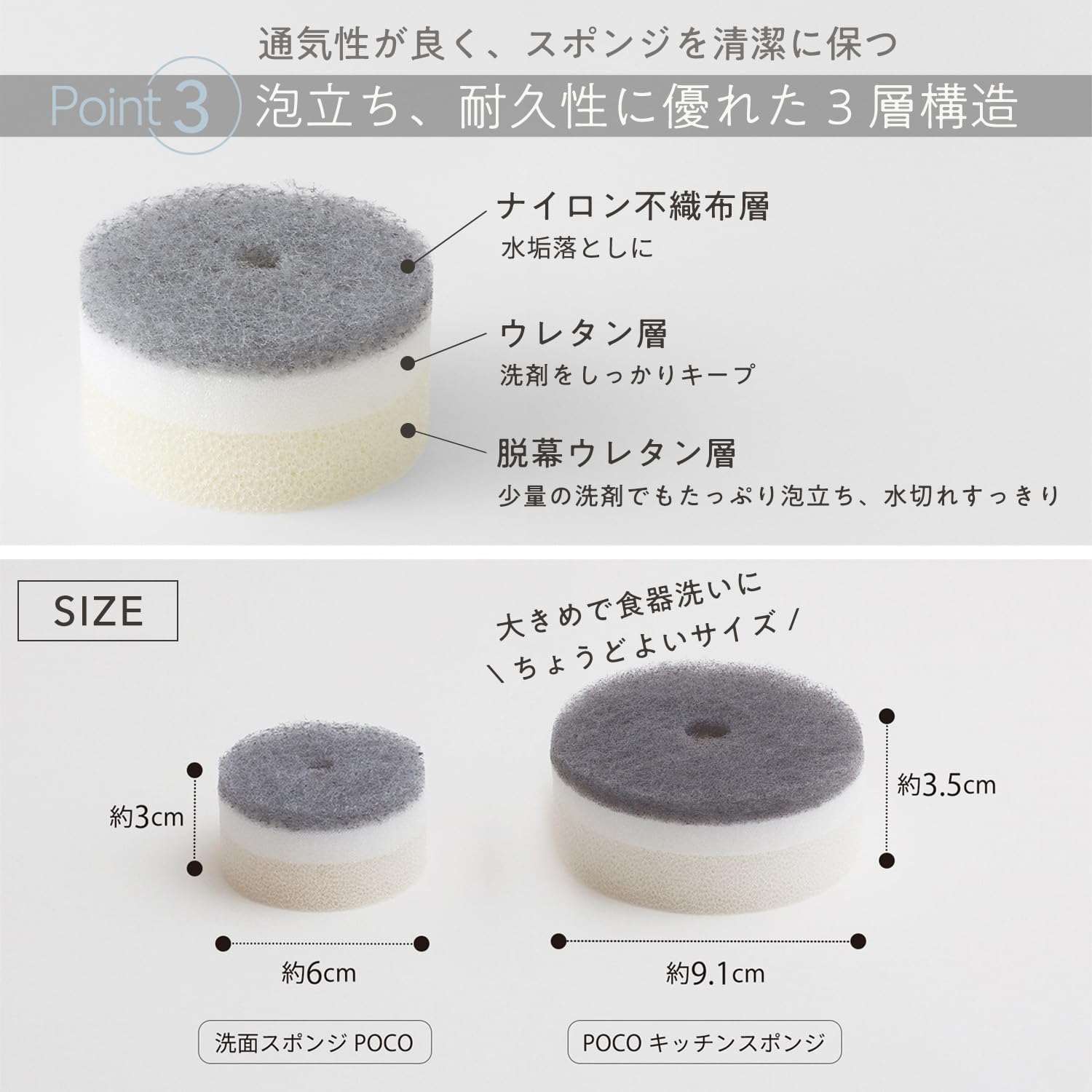 Marna Washbasin Sponge POCO (Poco / White) Washbasin Sponge Suction Cup Type (Drainer/Floating Storage) Washroom Cleaning W615W