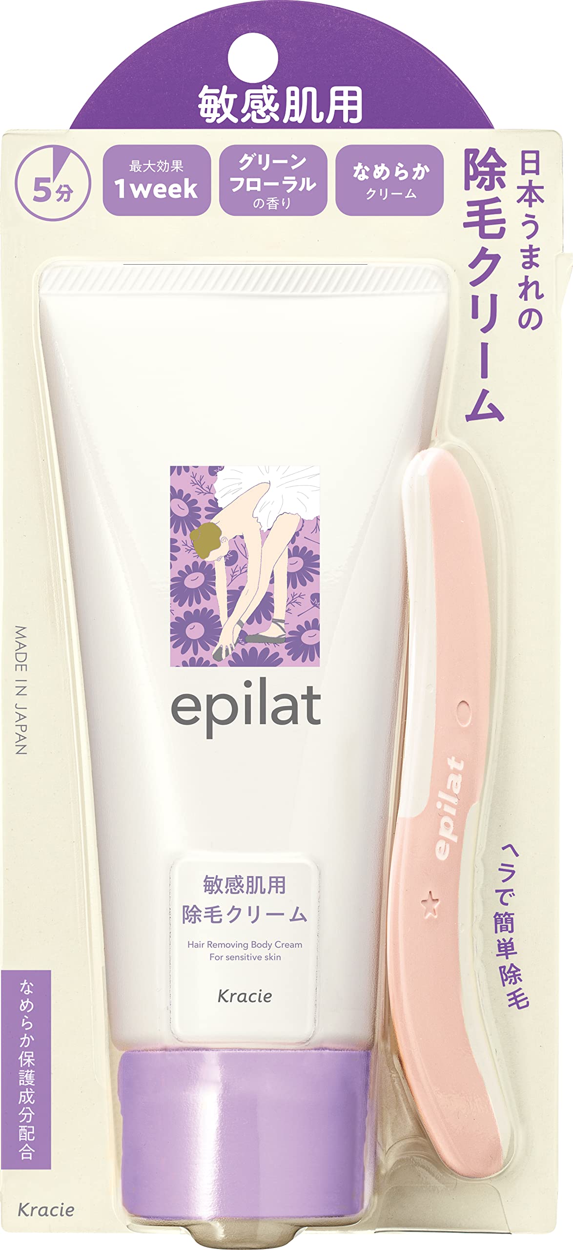 【의약부외품】에피라트 제모 크림 민감 피부용 150g 헤라 첨부