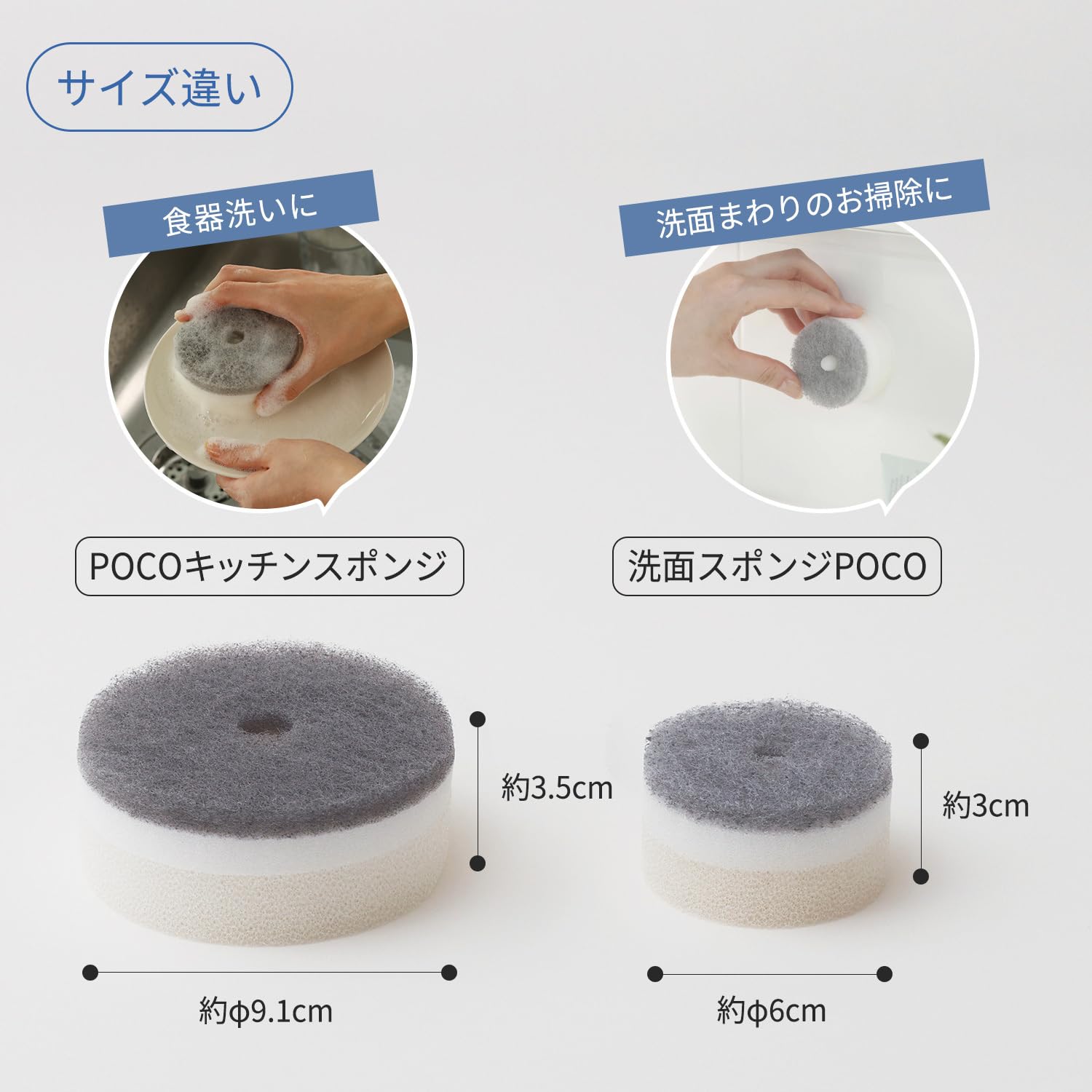 Marna Kitchen Sponge POCO Sponge Dish Washing (With Suction Cup/Floating Storage) Kitchen Sponge Dish Washing Sponge Gray K676GY