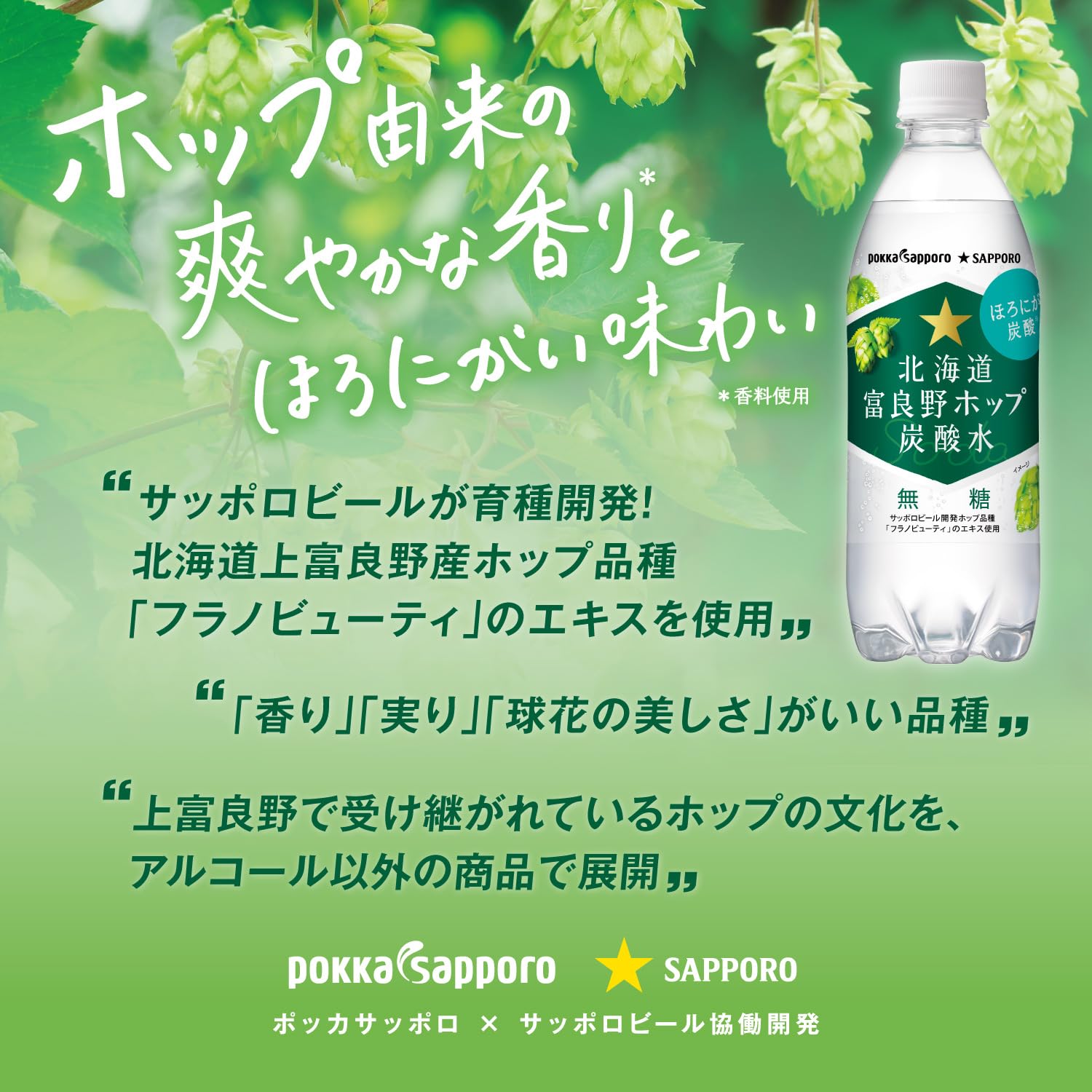 포카 삿포로 홋카이도 후라노 홉 탄산수 500ml PET × 24 개 무당 탄산 호로니가 탄산 500 밀리리터 페트병