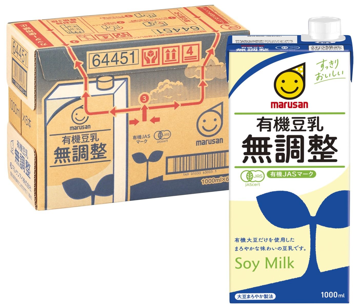 Marusan 有机豆浆无调节 1000ml x 6 瓶