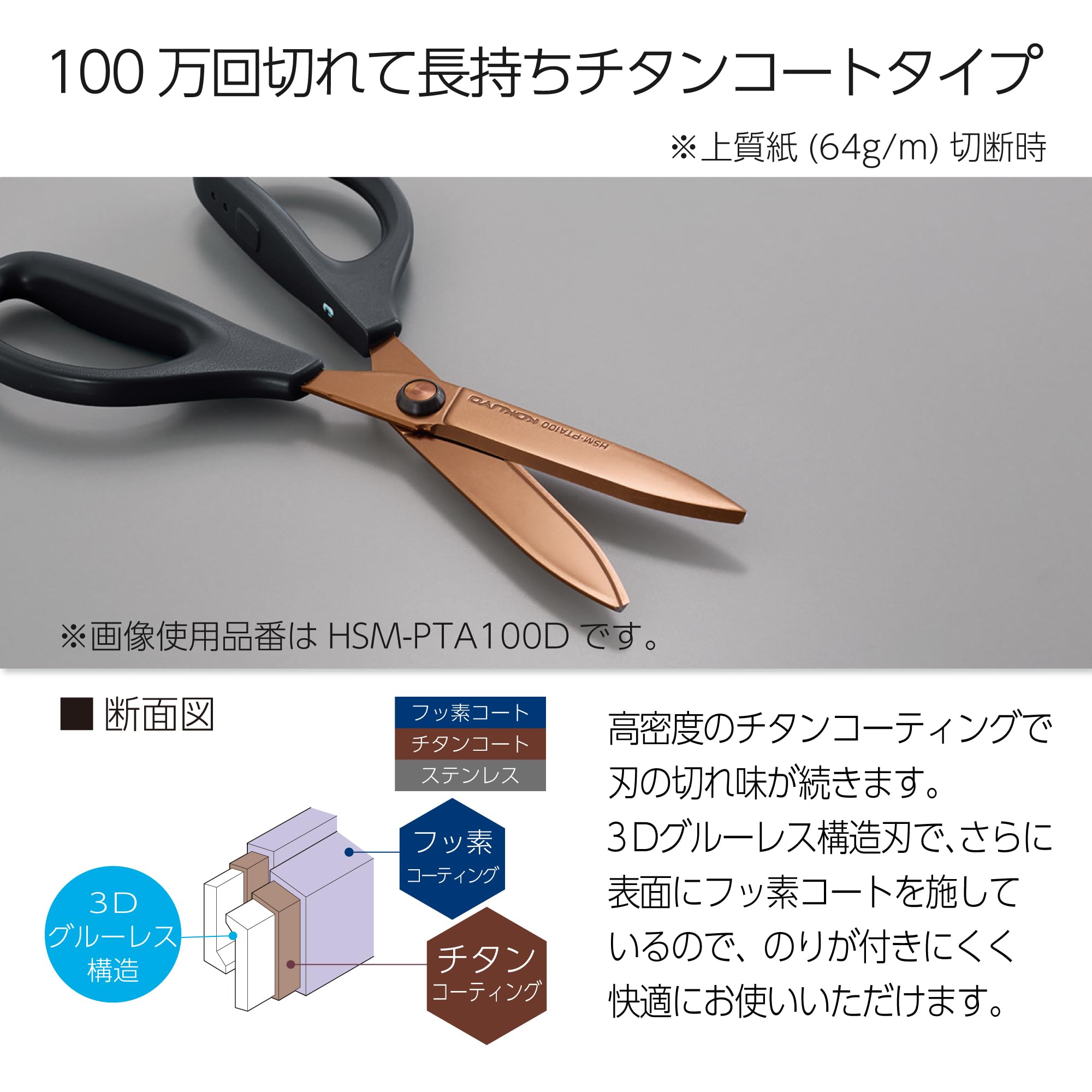 KOKUYO Scissors Scissors Sakusa Titanium Glueless Blade Dark Blue HSM-PTA100DB