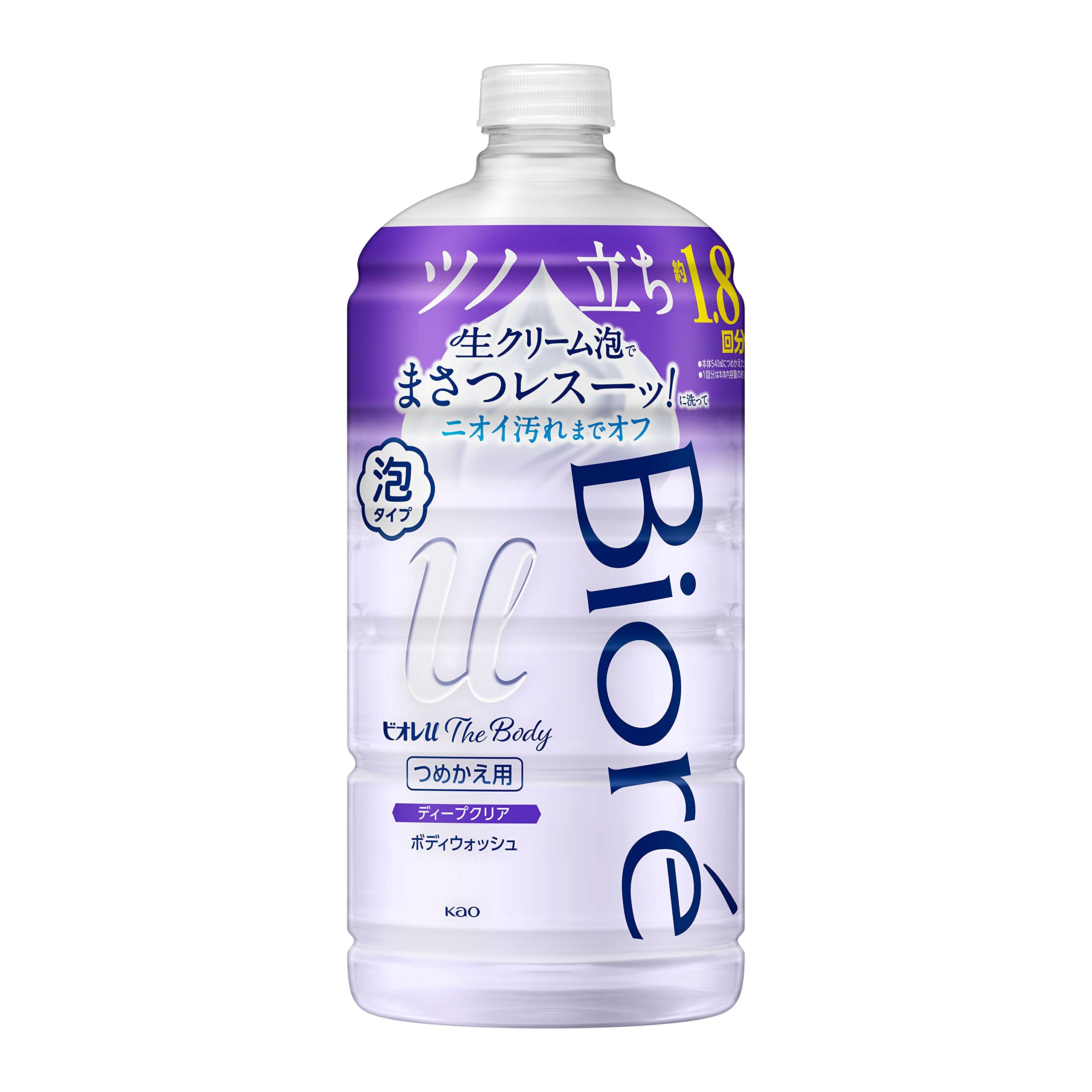 【대용량】 비올레 u 더 바디 〔 The Body 〕 거품 타입 딥 클리어 하발 신선한 향기 리필용 780ml 「고윤활 처방의 생 크림 거품」 바디 비누 상쾌한 하발 신선한 향기
