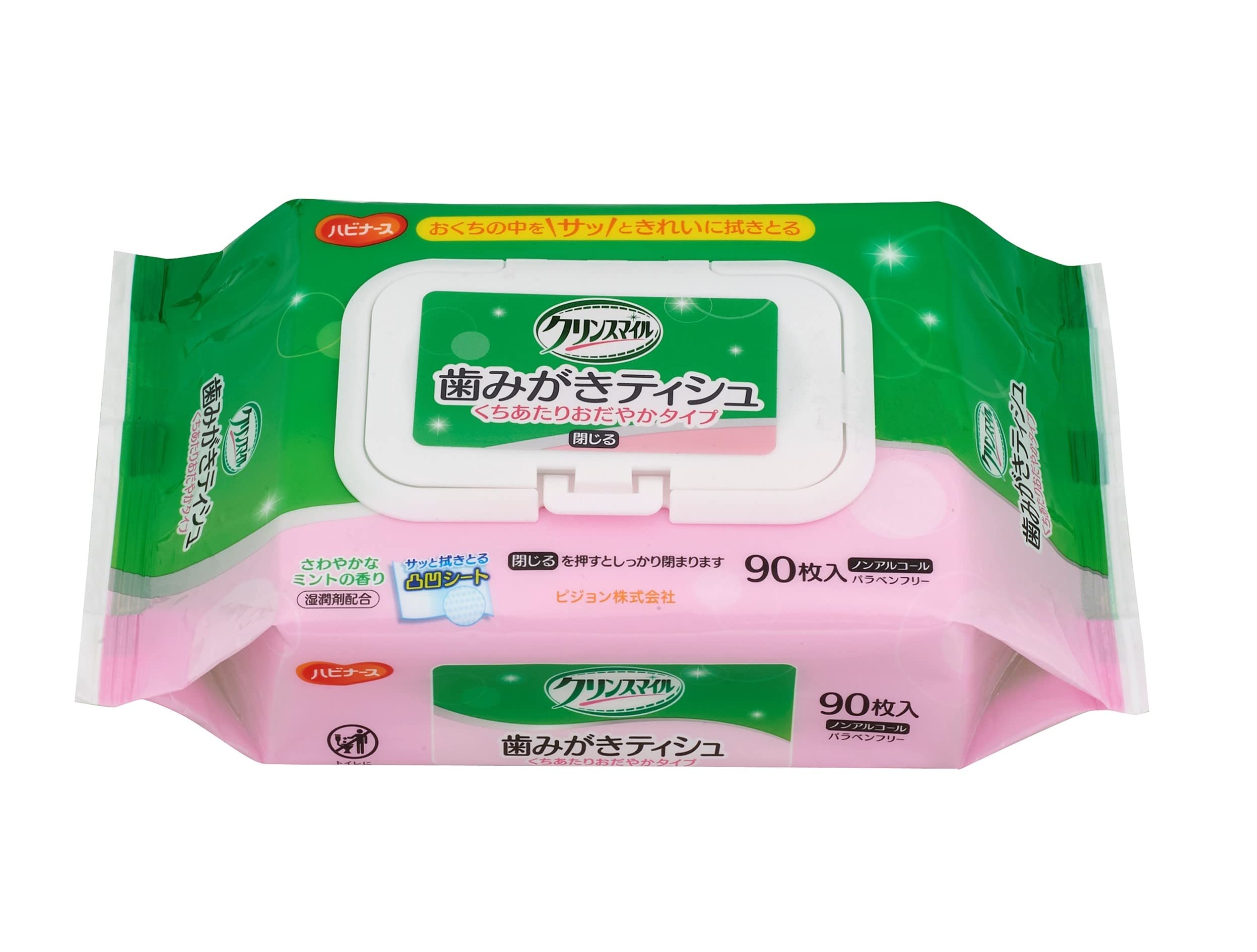 칫솔질 티슈 똥 당 짠 타입 90장들이 하비너스 클린스 마일 비알코올 상쾌한 민트의 향기 개호 구강 케어 어른용 칫솔 시트 고령자 방재 용품에도 130×190㎜ 일본제 1023205
