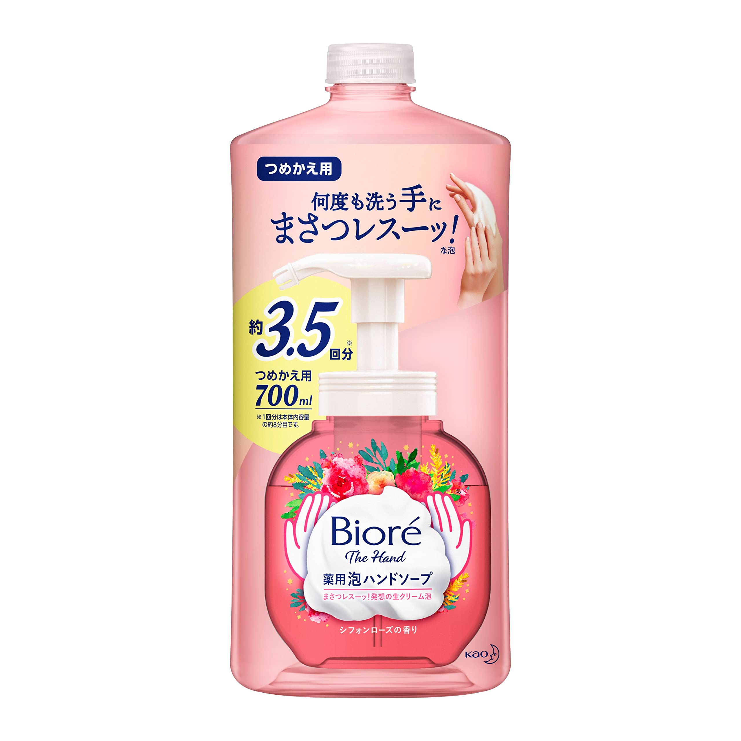 Biore The Hand Foam Hand Soap Chiffon Rose Scent Refill 700ML