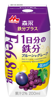 Morinaga Milk Morinaga Iron Plus 1 Day's Iron Prune + Grape 200ml [Low Calorie Paper Pack Drink Stored at Room Temperature] x 24 bottles