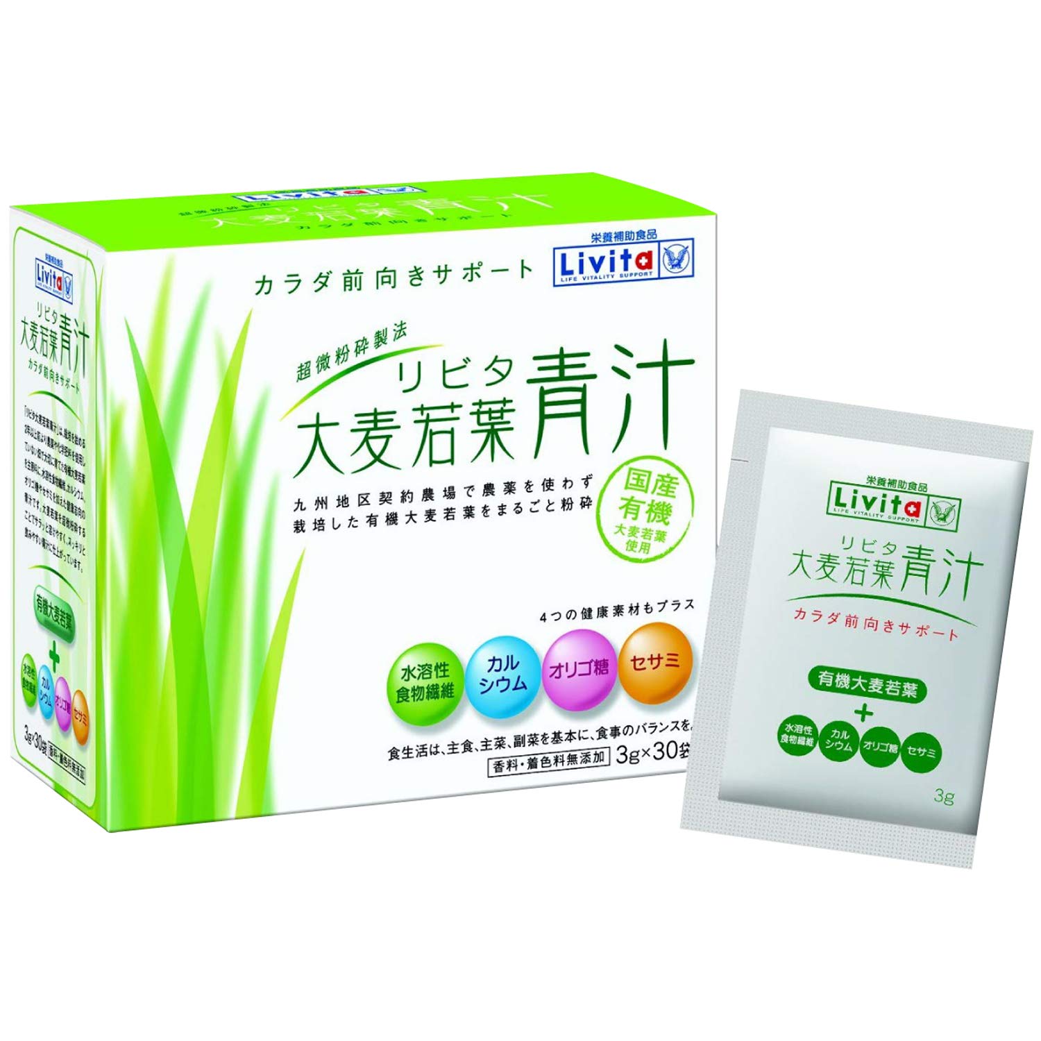 리비타 보리 와카바 녹즙 3g×30봉대 다이쇼 제약 수용성식이 섬유, 칼슘, 올리고당, 세사미 배합 [영양 보조 식품]