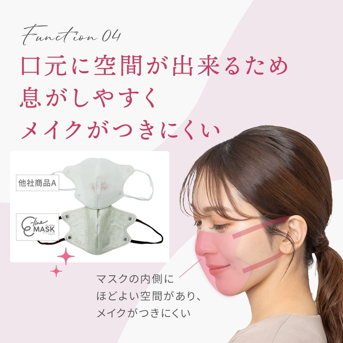 Mask Custom Non-woven E-line Mask 3D Type Regular Size 7 Pieces Beige x Wine Red