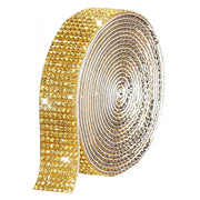 Rhinestone Tape Self-Adhesive Glitter Deco Sticker Width 18mm 8 Rows Gold Length 90cm DIY Multi-row Width 4.5mm-18mm NANDELMO ND-0180-R04-GD-18mm-8L