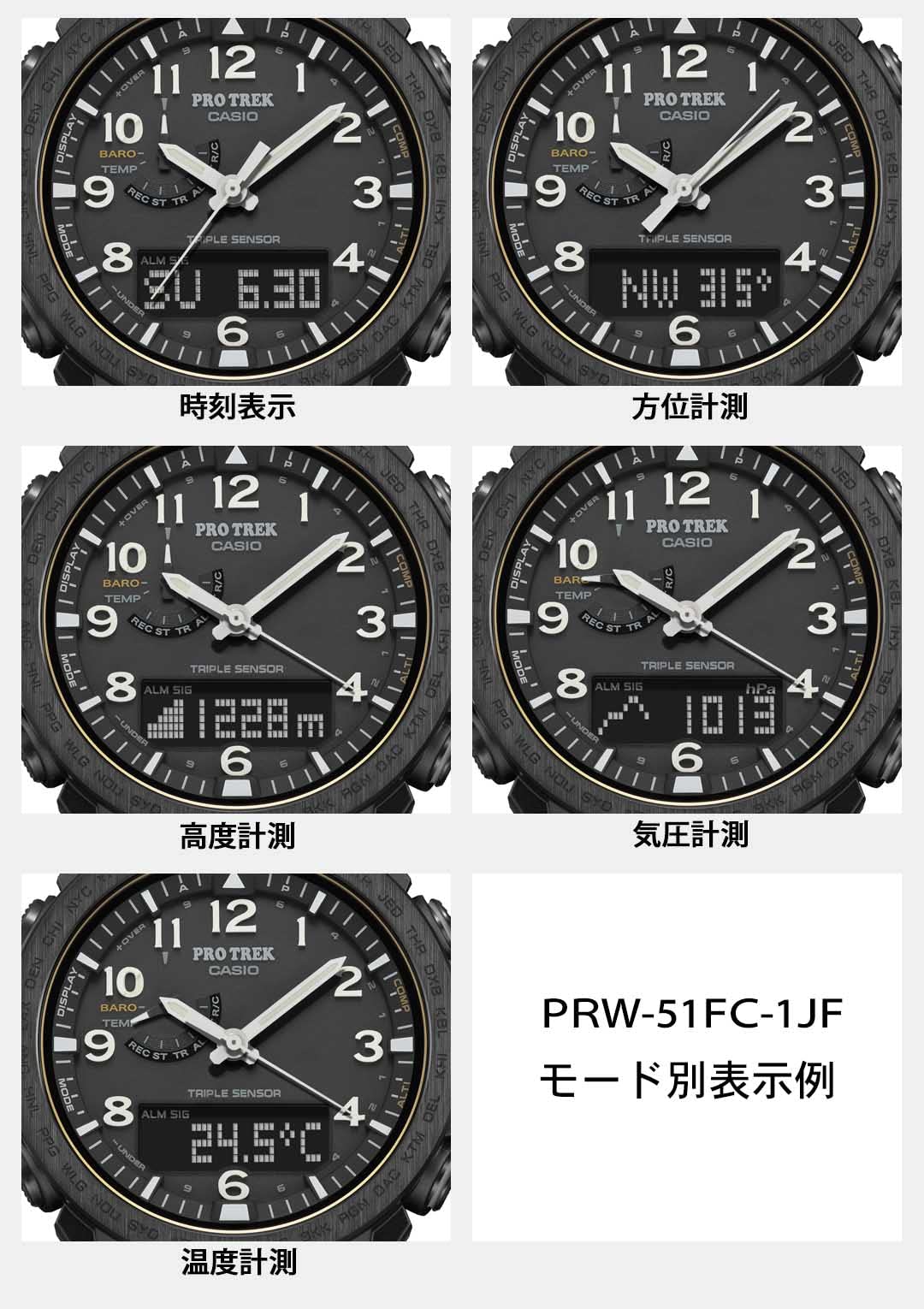 [Casio] Protrek Watch [Domestic Genuine Product] Climber Line Radio Solar Biomass Plastic PRW-51FC-1JF Men's Black