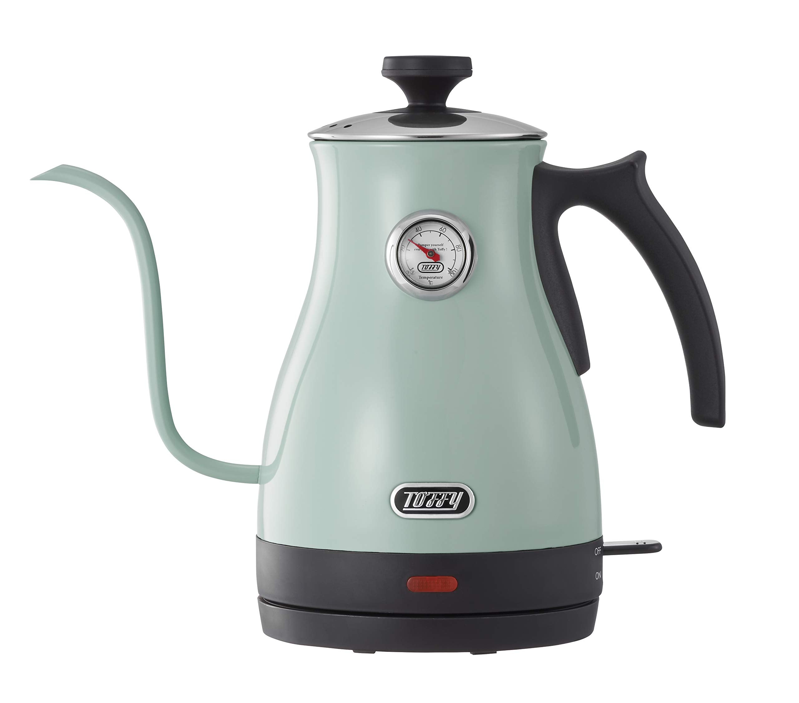 [Toffy] Electric kettle with thermometer K-KT3 (Pale Aqua), suitable temperature, coffee drip, hand drip, dry heating prevention, gooseneck spout, retro K-KT3-PA