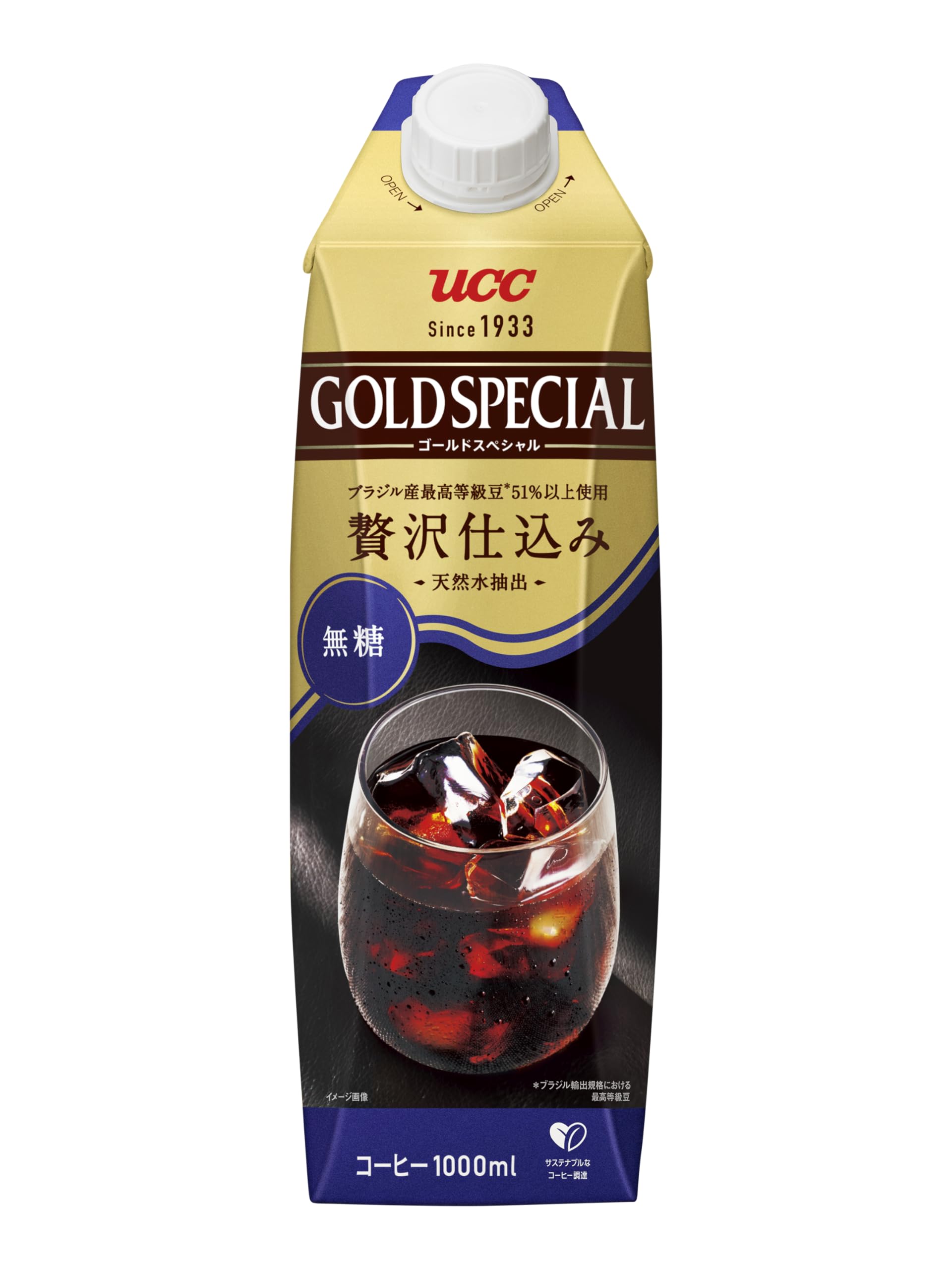 UCC 골드 스페셜 아이스 커피 무설탕 종이 팩 커피 1000ml×4개