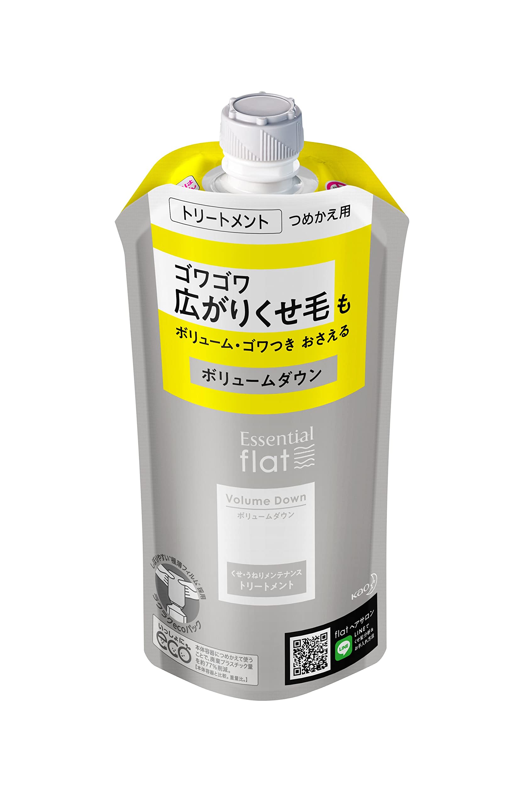 flat(플랫) 에센셜 플랫 볼륨 다운 트리트먼트 쿠세모 부스러기 머리카락 털 퍼지기 어려운 스트레이트 헤어 토키호구시 성분 배합(정발 성분) 리필 340ml 리프레시 플로랄의 향기
