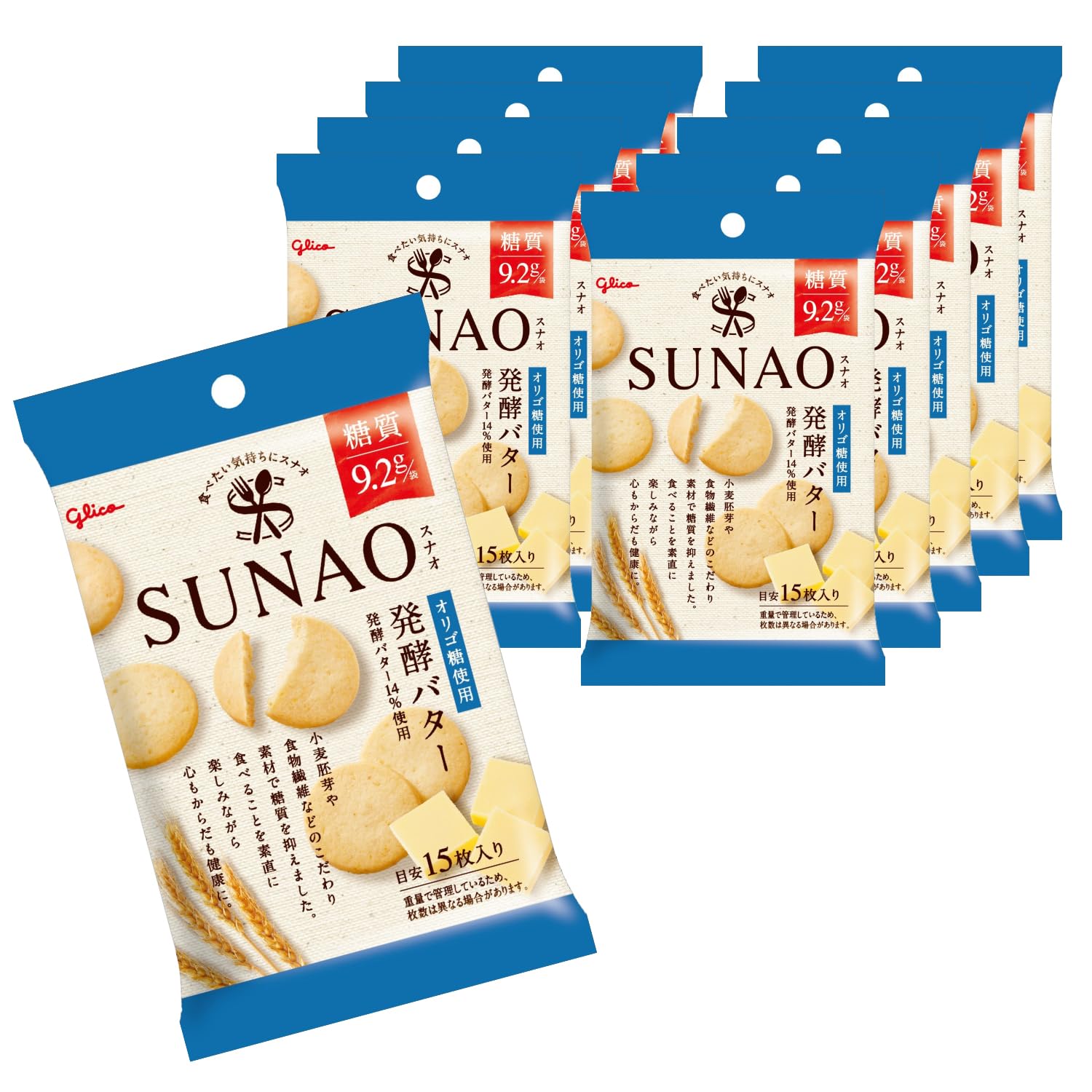 SUNAO (스나오) 발효 버터 31g × 10 봉지 에자키 글리코 과자 재미 비스킷 쿠키 로카보