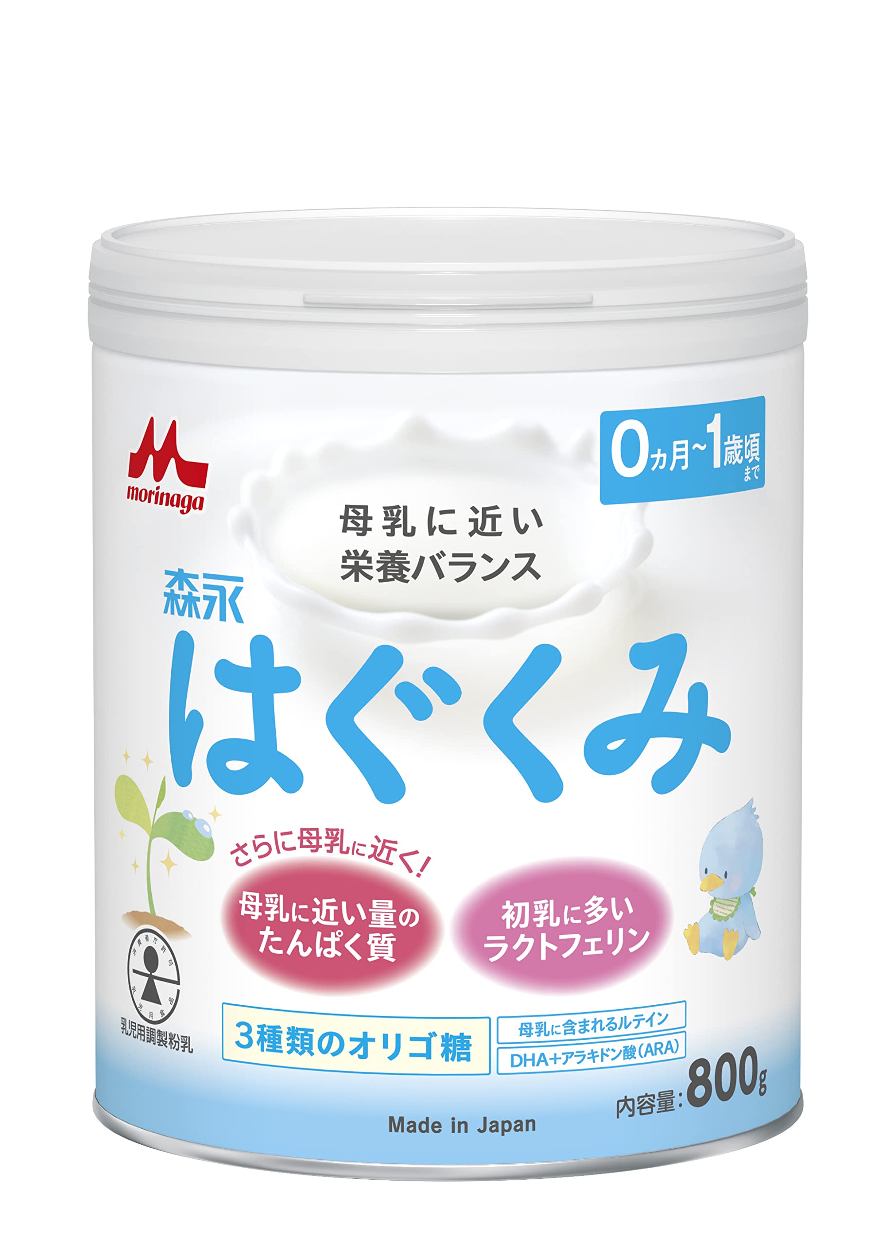 모리나가 하구쿠미 대통 800g [0개월~1세 신생아 아기 분유] 락토페린 3종류의 올리고당